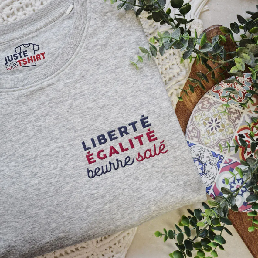 Juste Un T-shirt Sweats Brodés Beurre salé sweat brodé gris chiné
