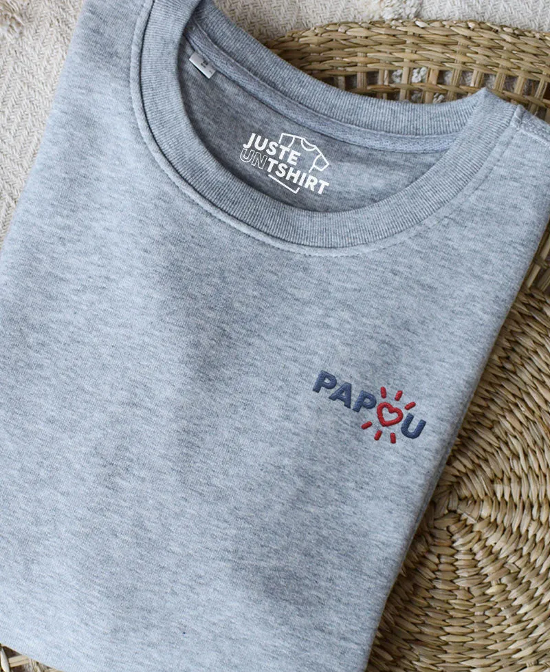 Juste Un T-shirt Sweats Brodés Papou sweat gris chiné