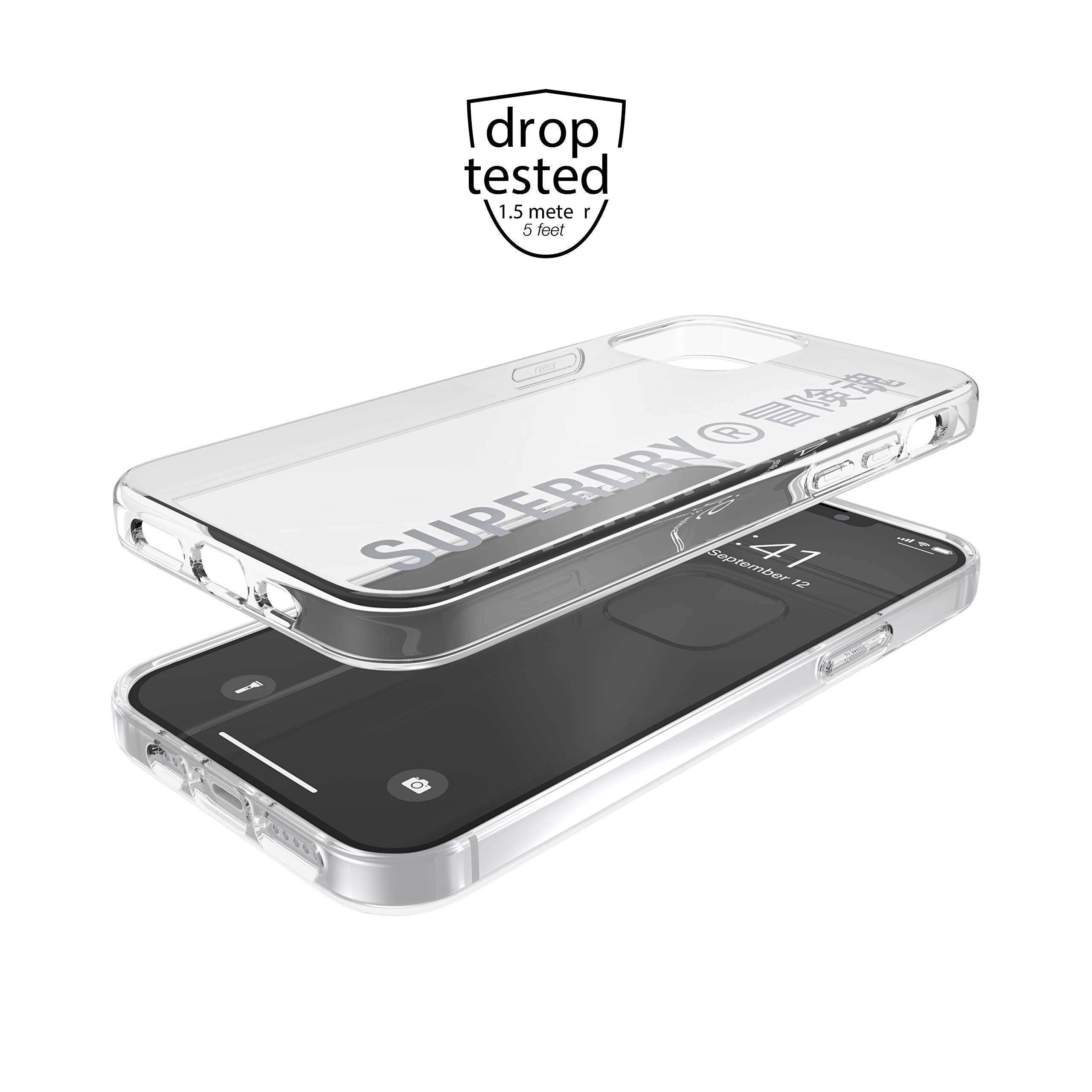 Superdry Coques de Protection 42591 coque iPhone 12 transparente argent