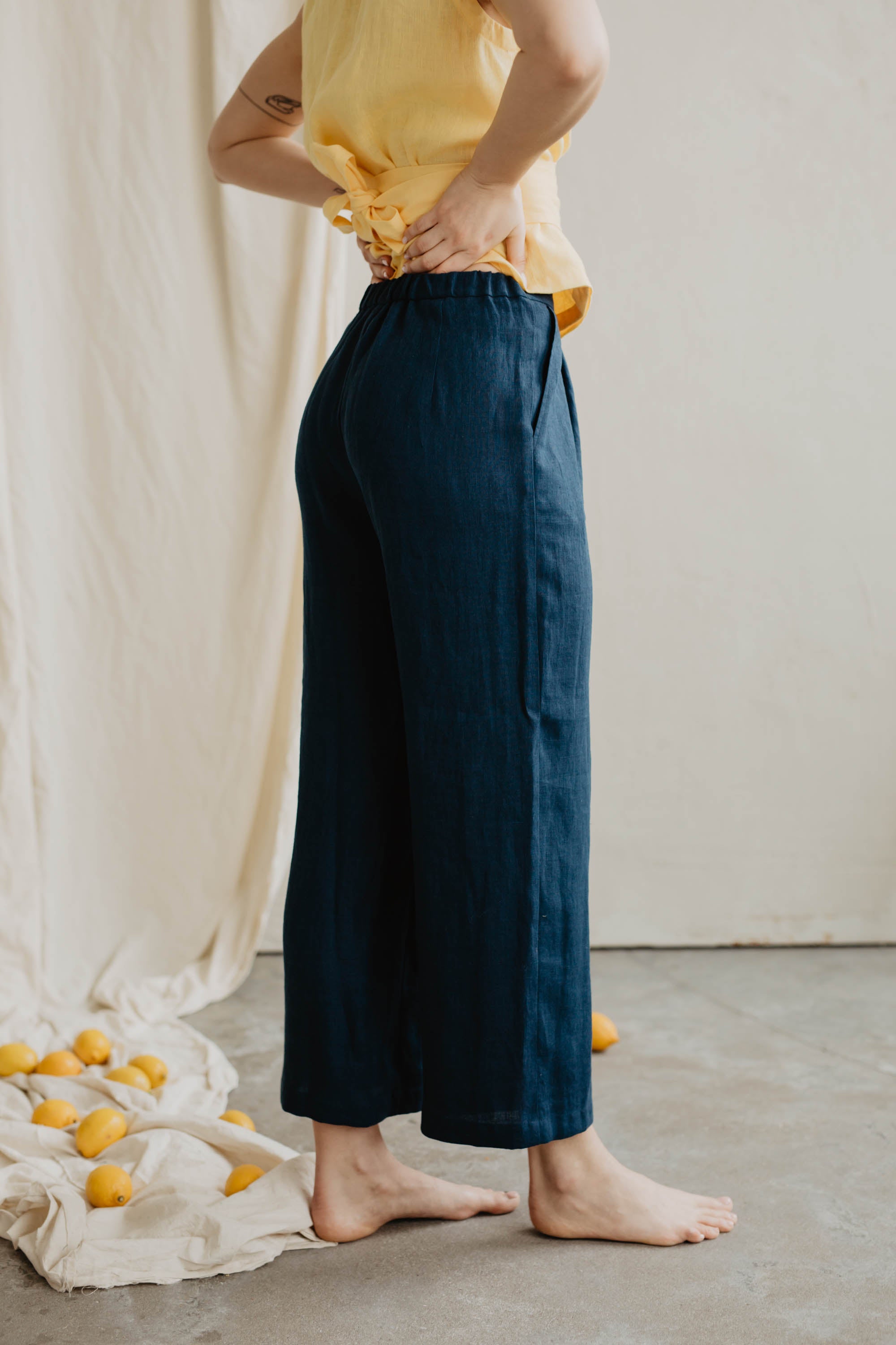 Laumė linen Linen Bottoms Viltė pantalon en lin vert forêt
