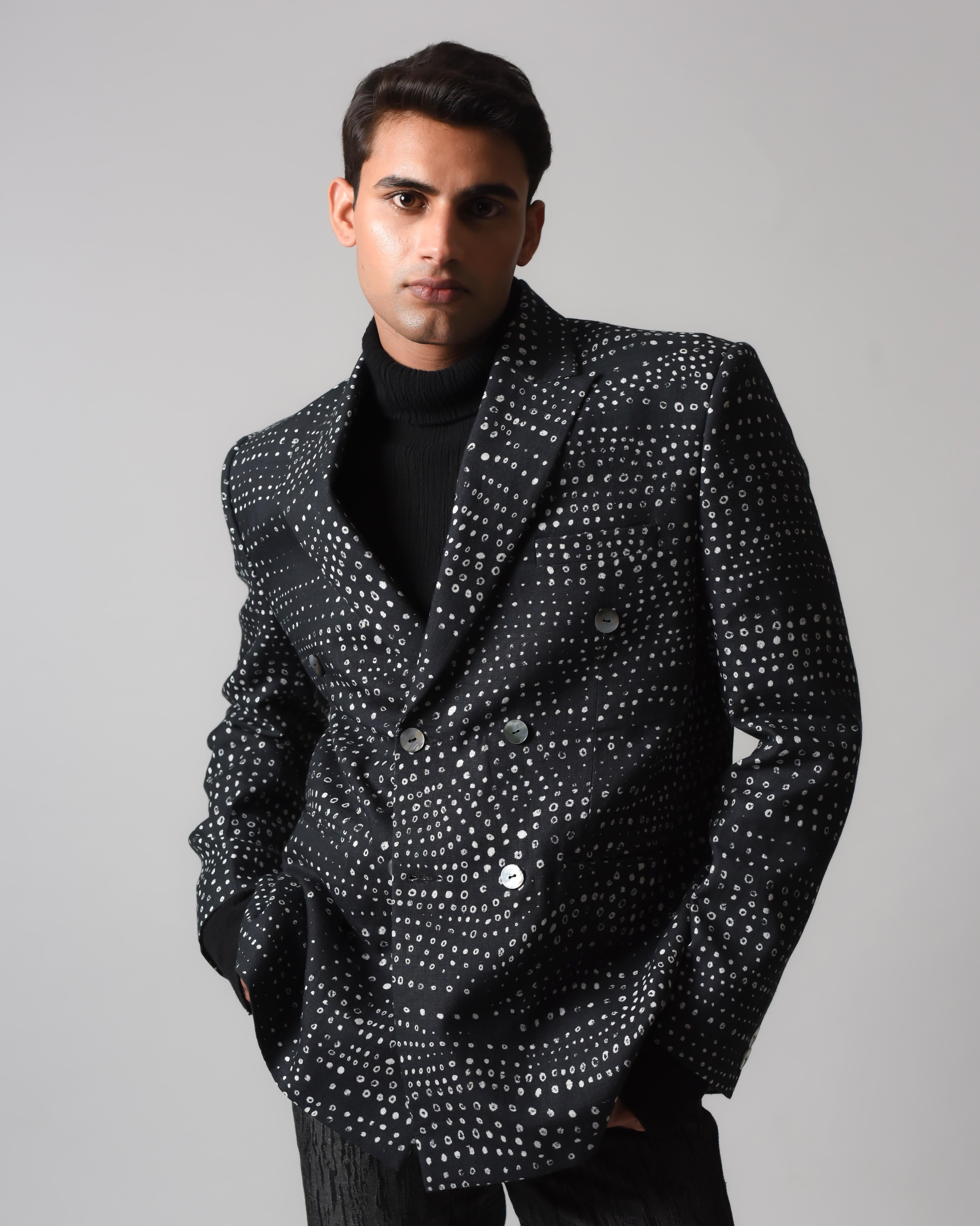 COUNTRYMADE Jackets Aboriginal Linen Double-breasted Blazer blazer croisé en lin imprimé