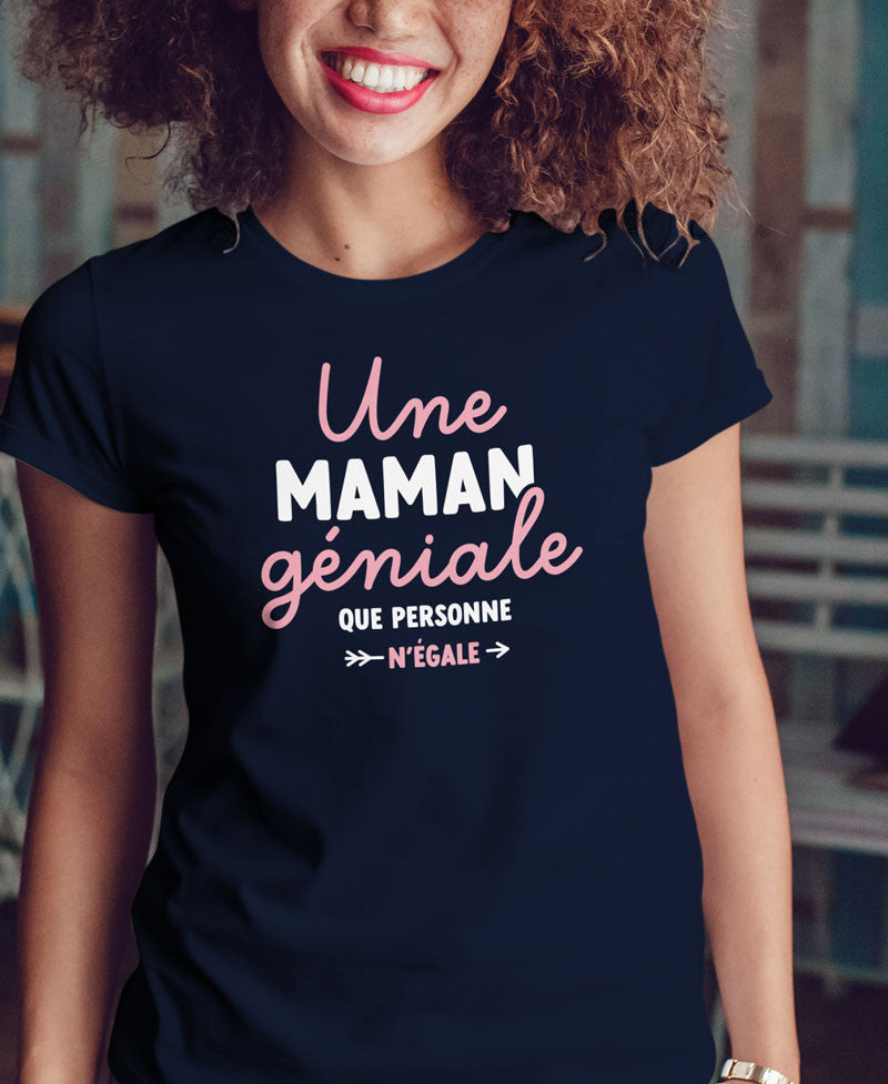 Juste Un T-shirt T-shirts Imprimés Une maman géniale t-shirt femme blanc