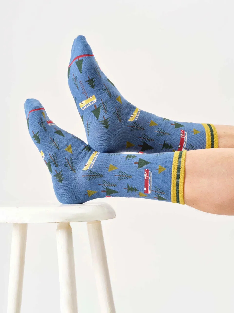 Sourire Multicolore Chaussettes homme sapins camping-car coton bio