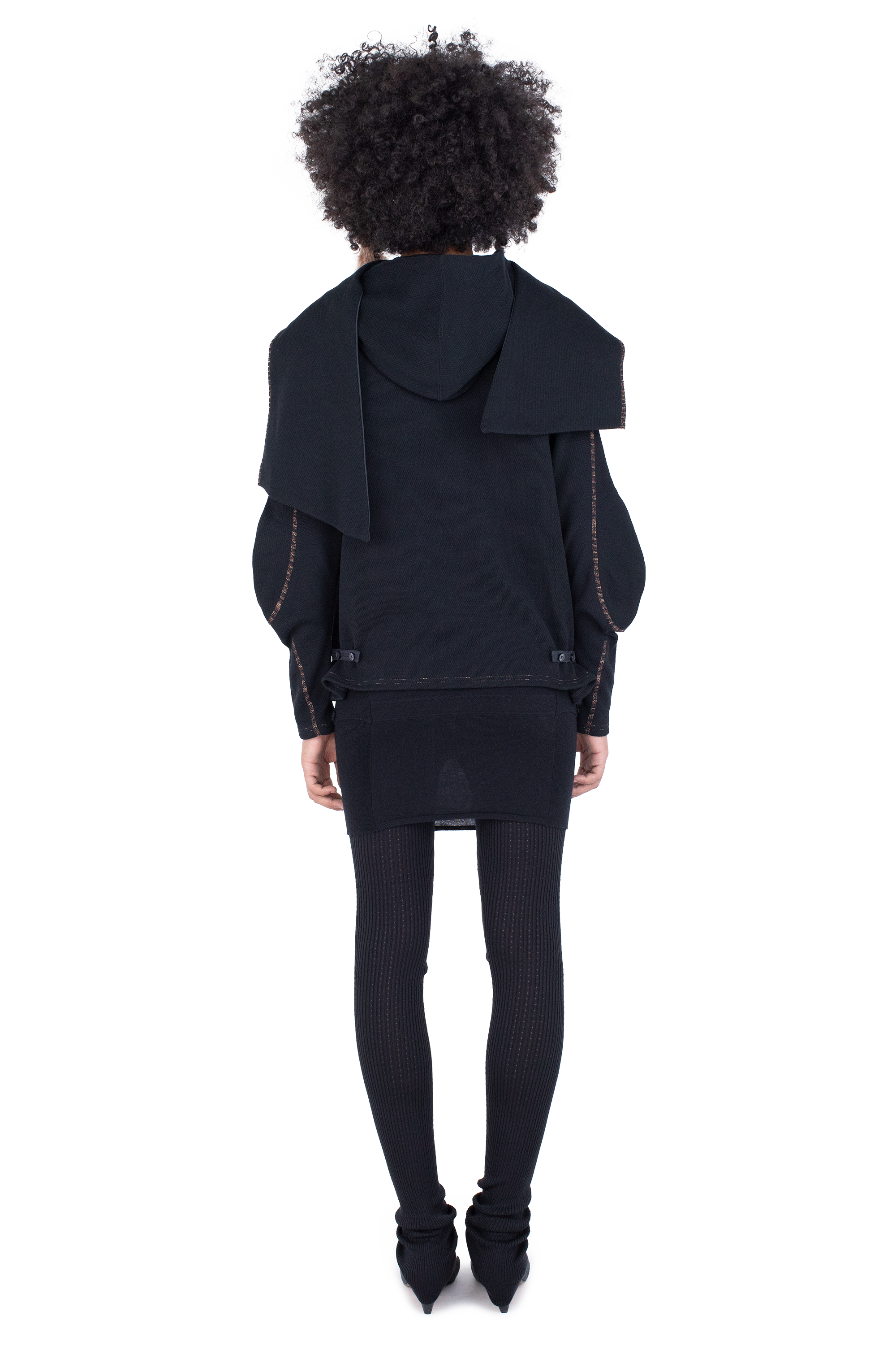 Kiko Kostadinov Tops PETREL Hooded Pullover pull à capuche Ink Black coton piqué