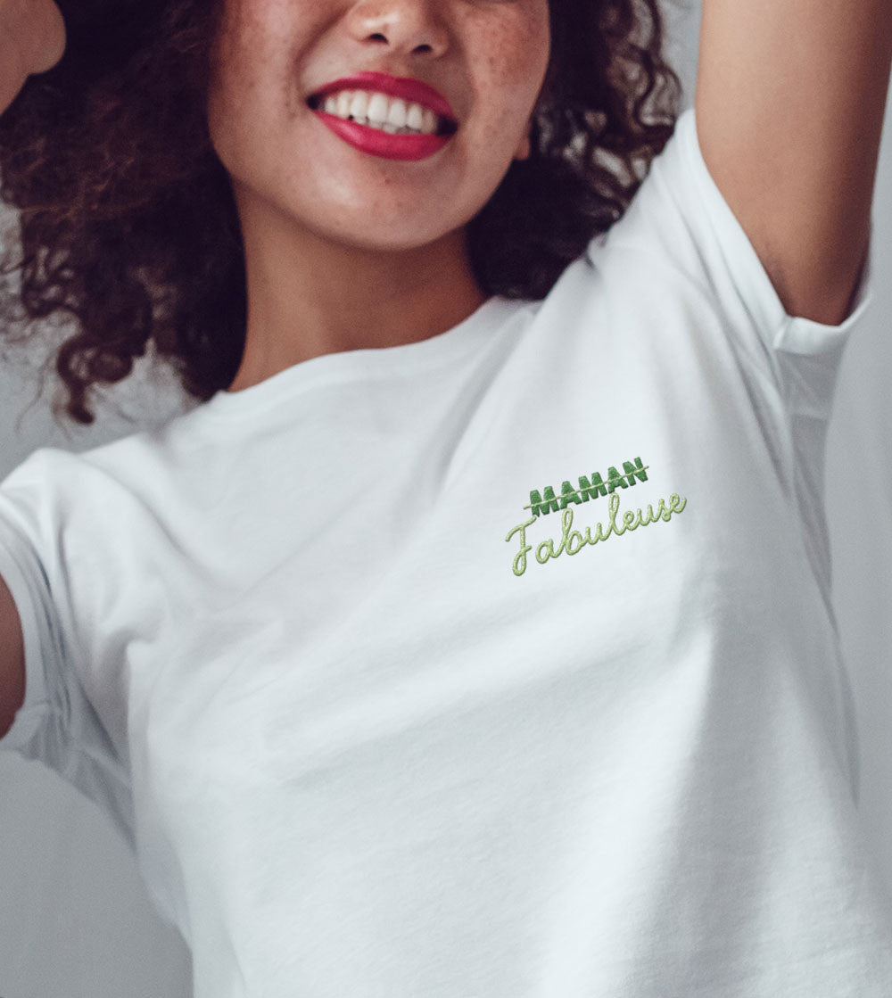 Juste Un T-shirt T-shirts Brodés Maman Fabuleuse t-shirt brodé coloris au choix