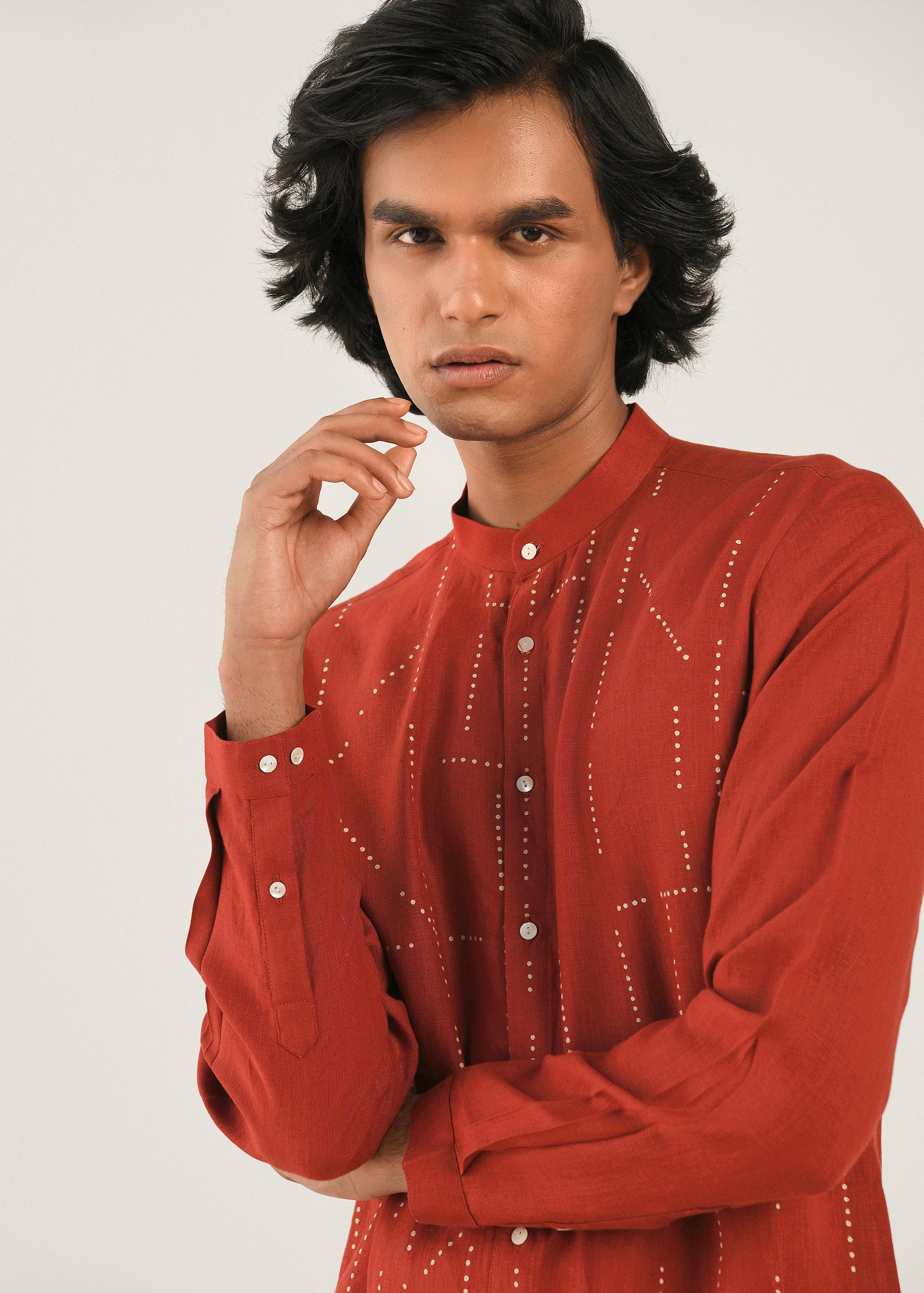 COUNTRYMADE Kurtas Speckled Short Kurta kurta court en lin rouge terre