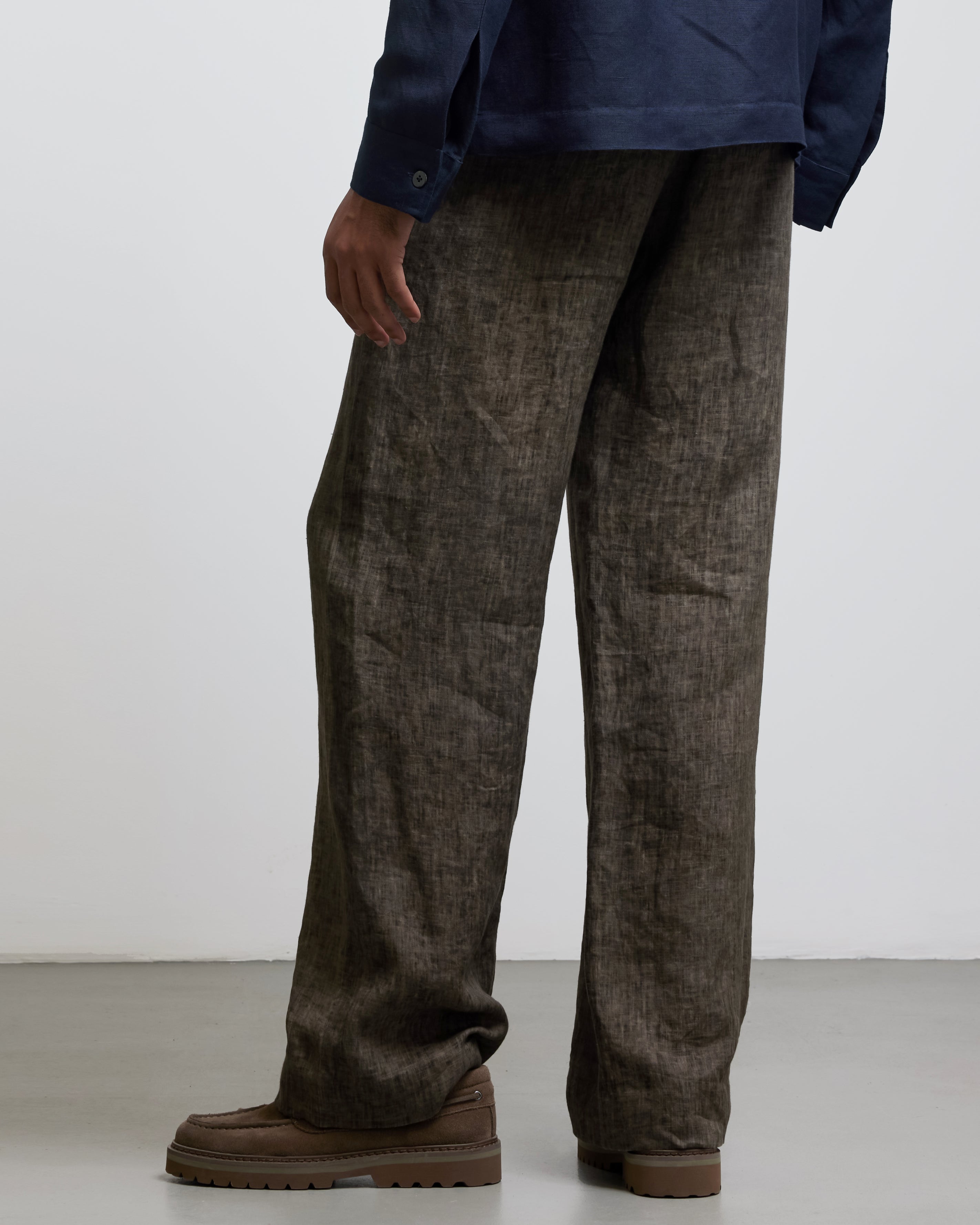 COUNTRYMADE Trousers STONE BROWN LINEN TROUSERS pantalon lin olive