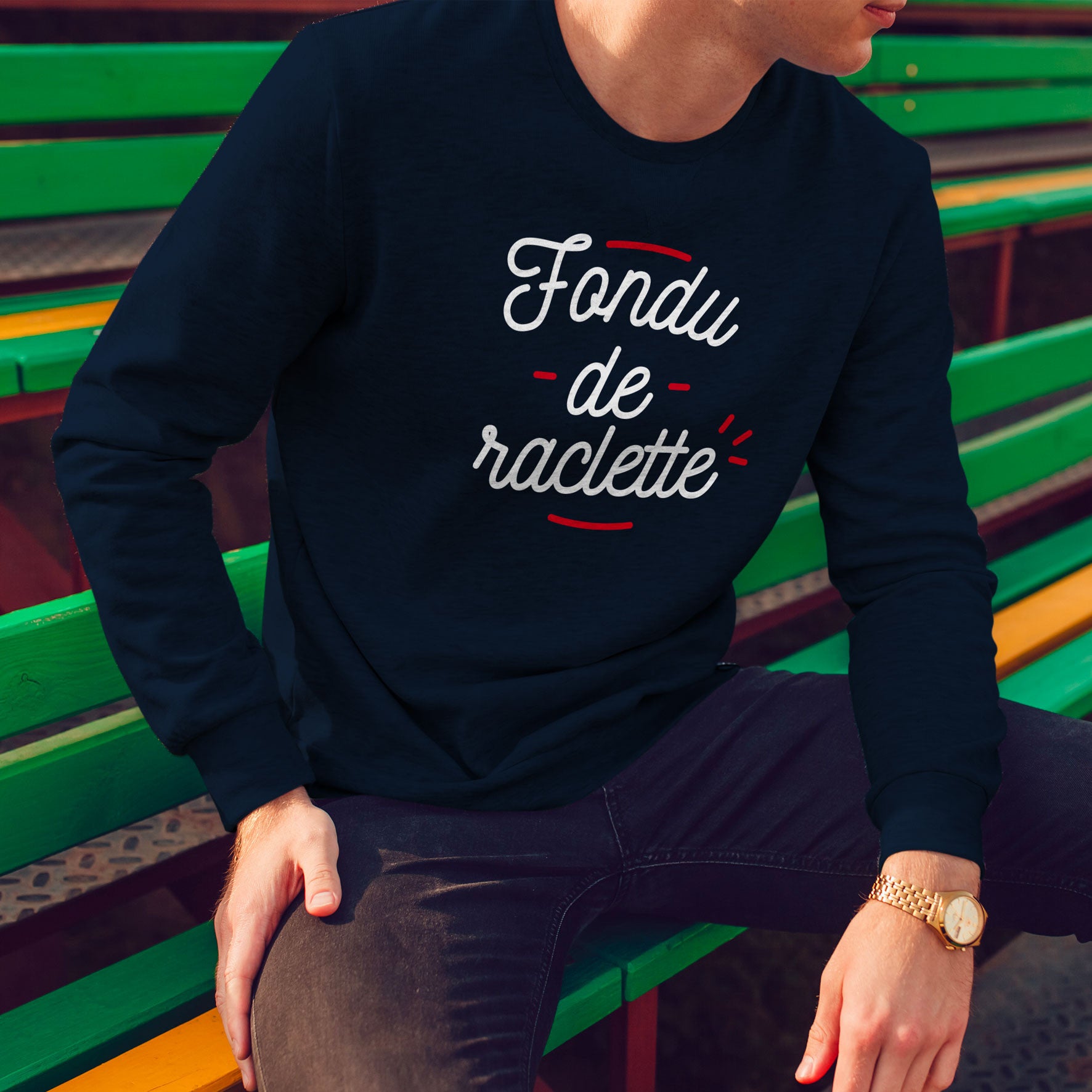 Juste Un T-shirt Sweats Imprimés Fondu de raclette sweat homme imprimé