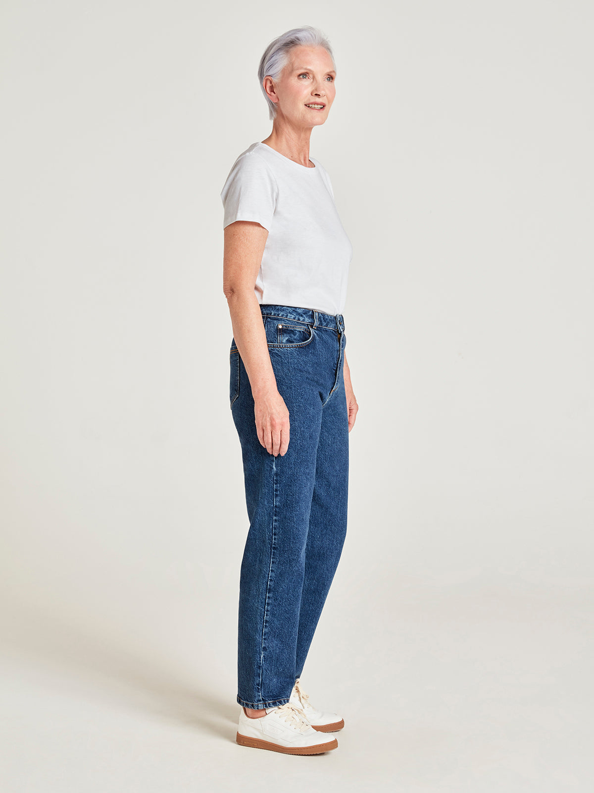 Sourire Multicolore Pantalons jean droit en coton bio bleu délavé