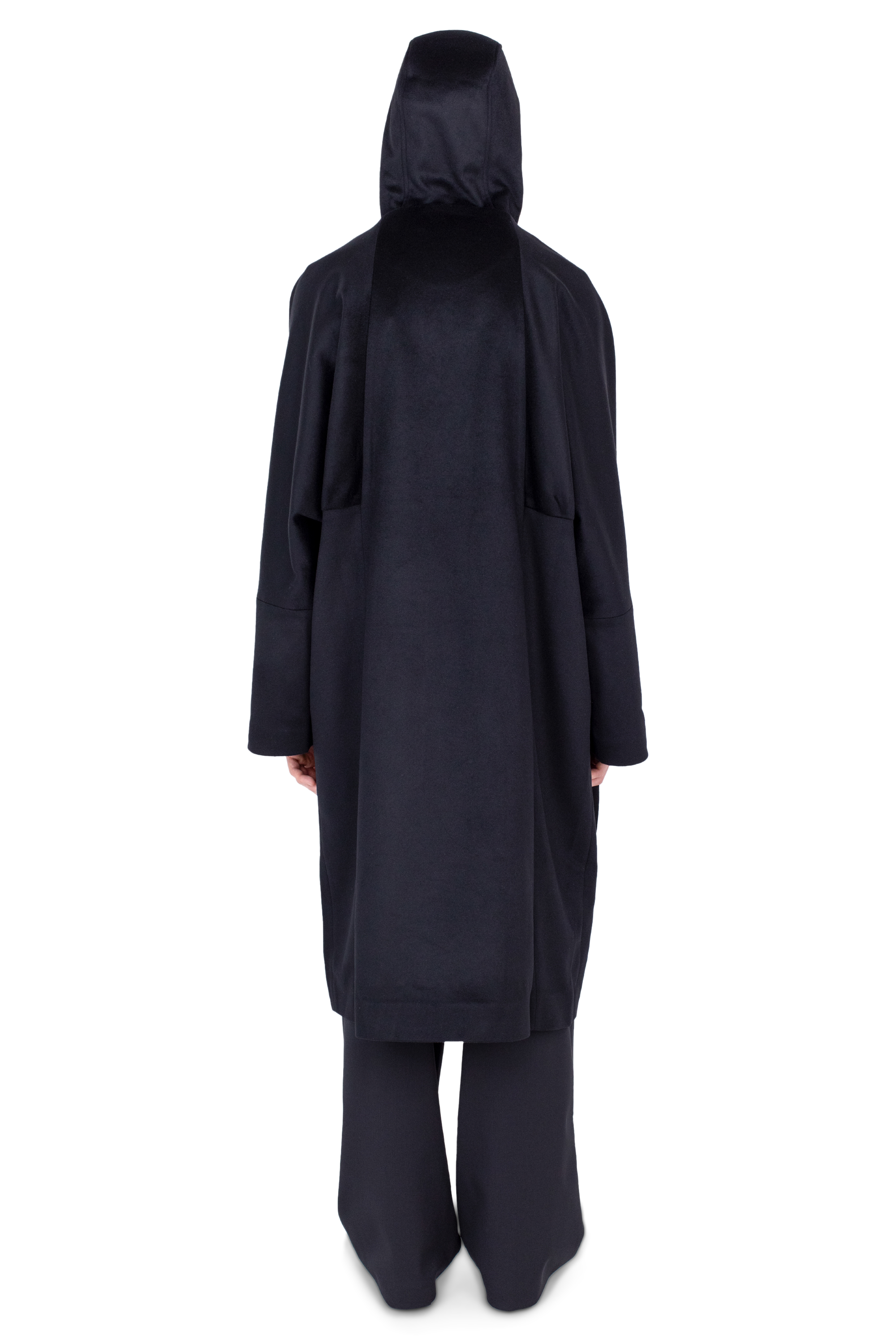 Kiko Kostadinov Outerwear MUNNO Hooded Coat manteau Obsidian Black en laine
