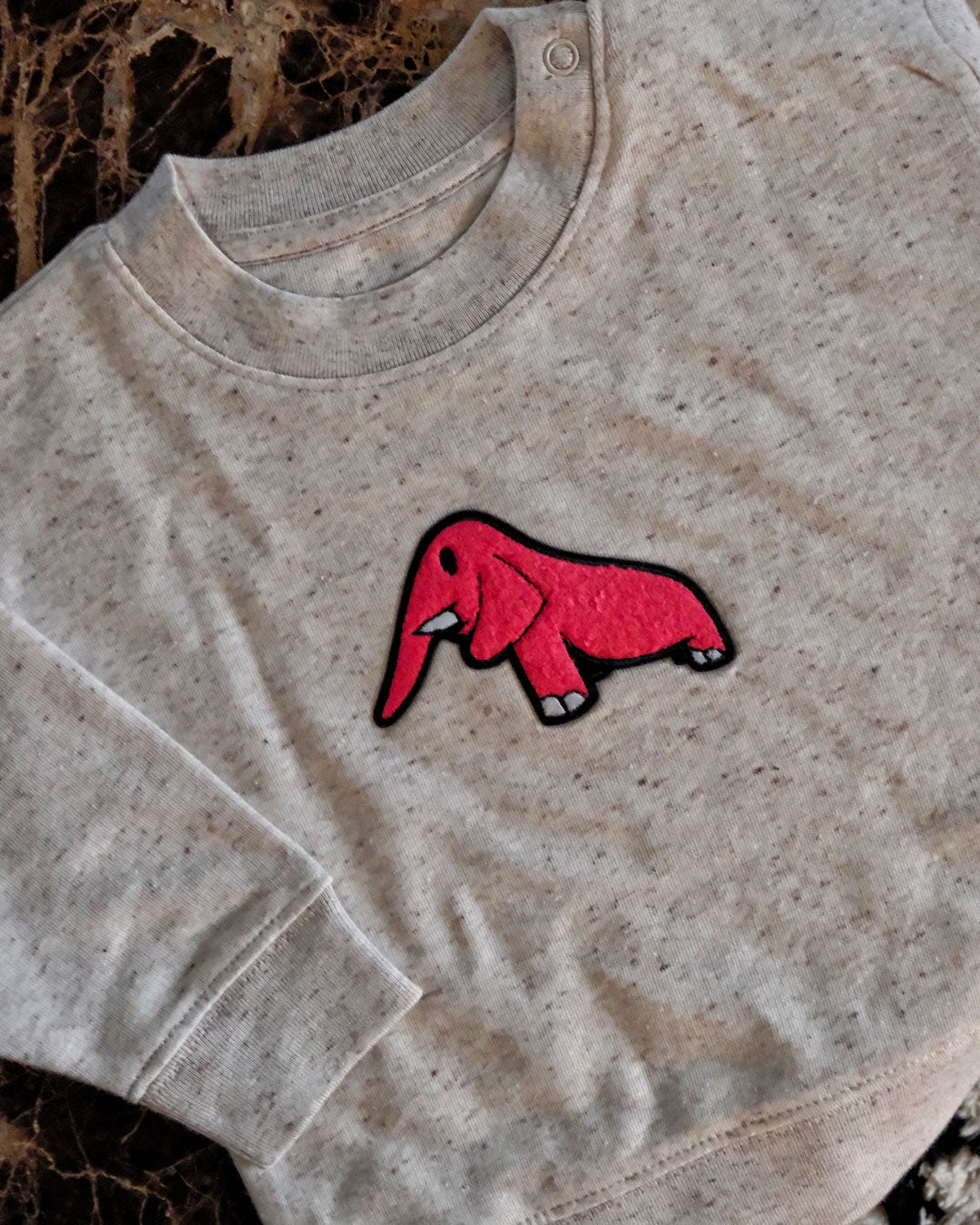 Juste Un T-shirt Bébé Sweat Brodé Bébé Éléphant sweat gris chiné coton bio