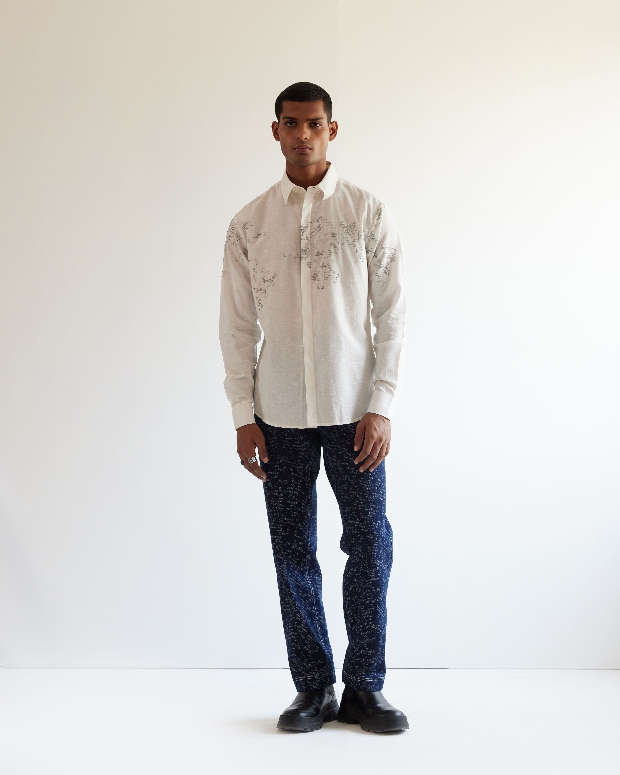 COUNTRYMADE Shirts World Map Shirt chemise ivoire brodée