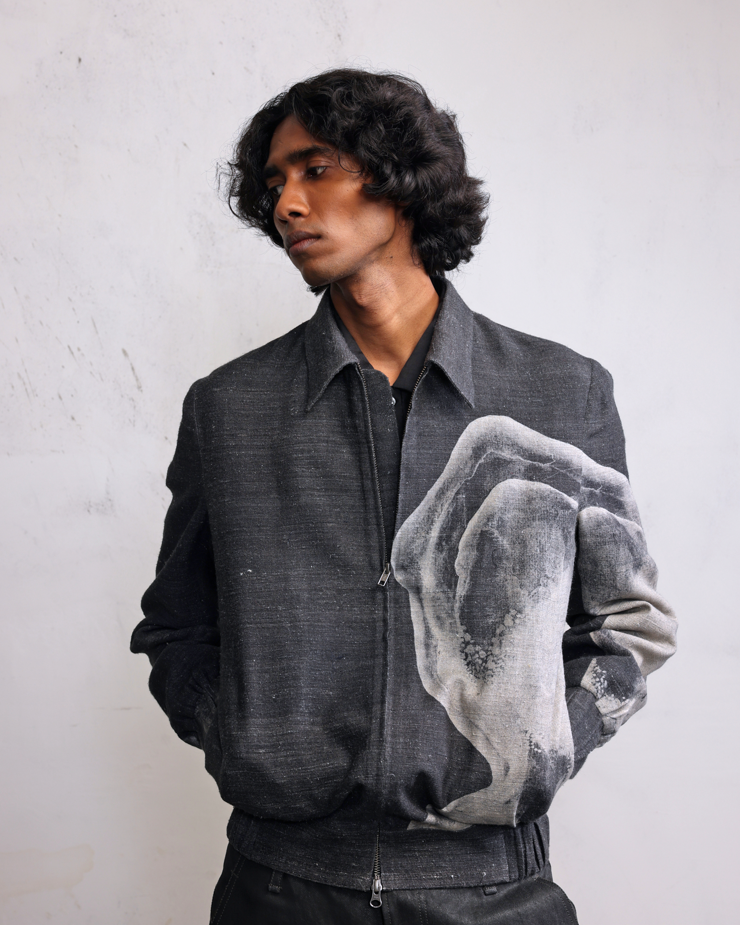 COUNTRYMADE Jackets Obscured face bomber jacket veste bomber imprimée en soie eri