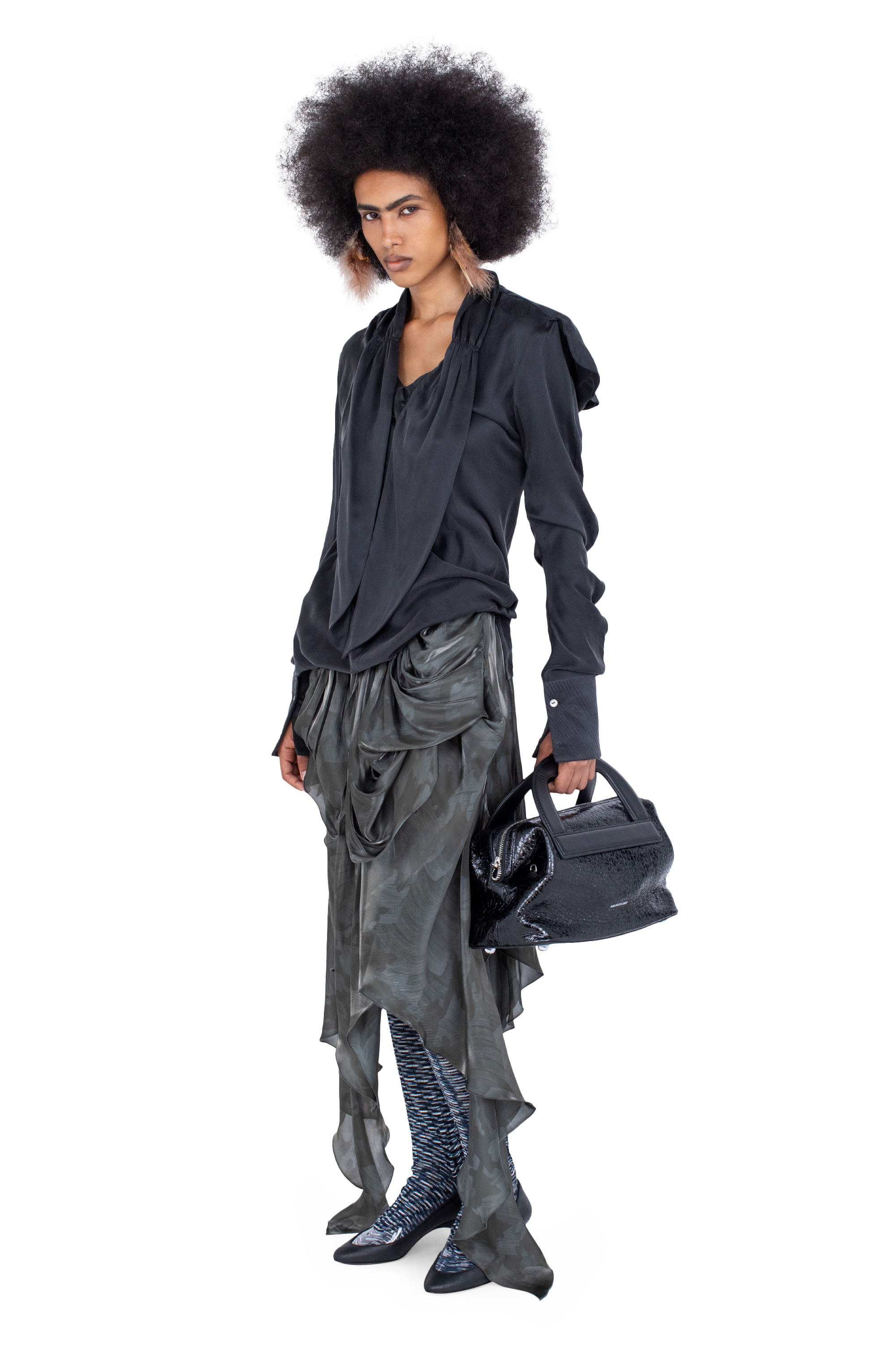 Kiko Kostadinov Tops EVELYN Blouse blouse Sheen Black soie