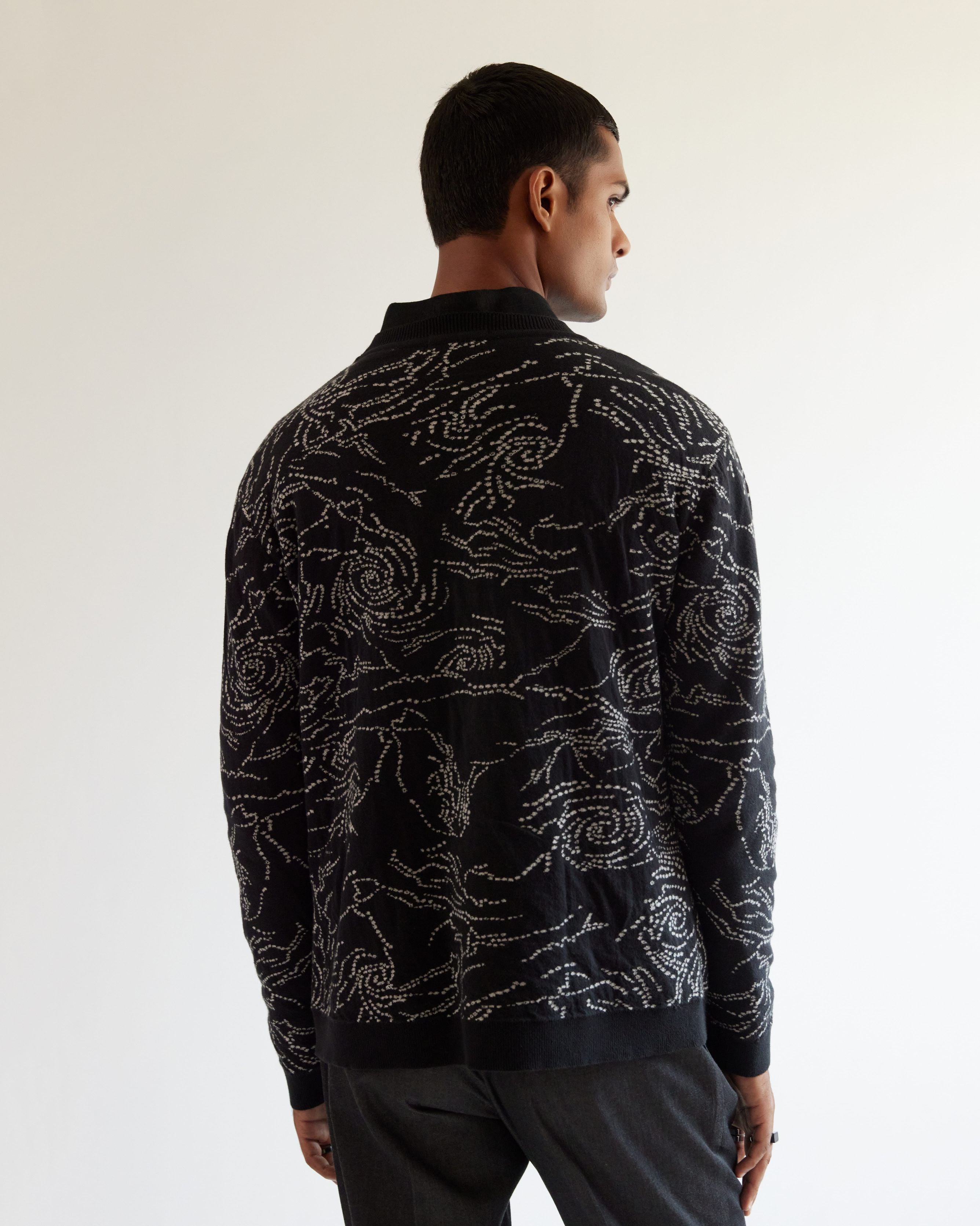 COUNTRYMADE Accessories Black Hole Jacquard Sweater pull noir coton