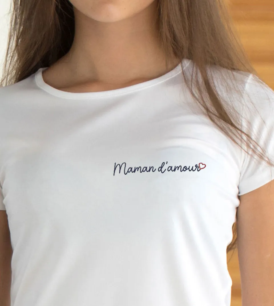 Juste Un T-shirt T-shirts Brodés Maman d'amour t-shirt femme coton bio