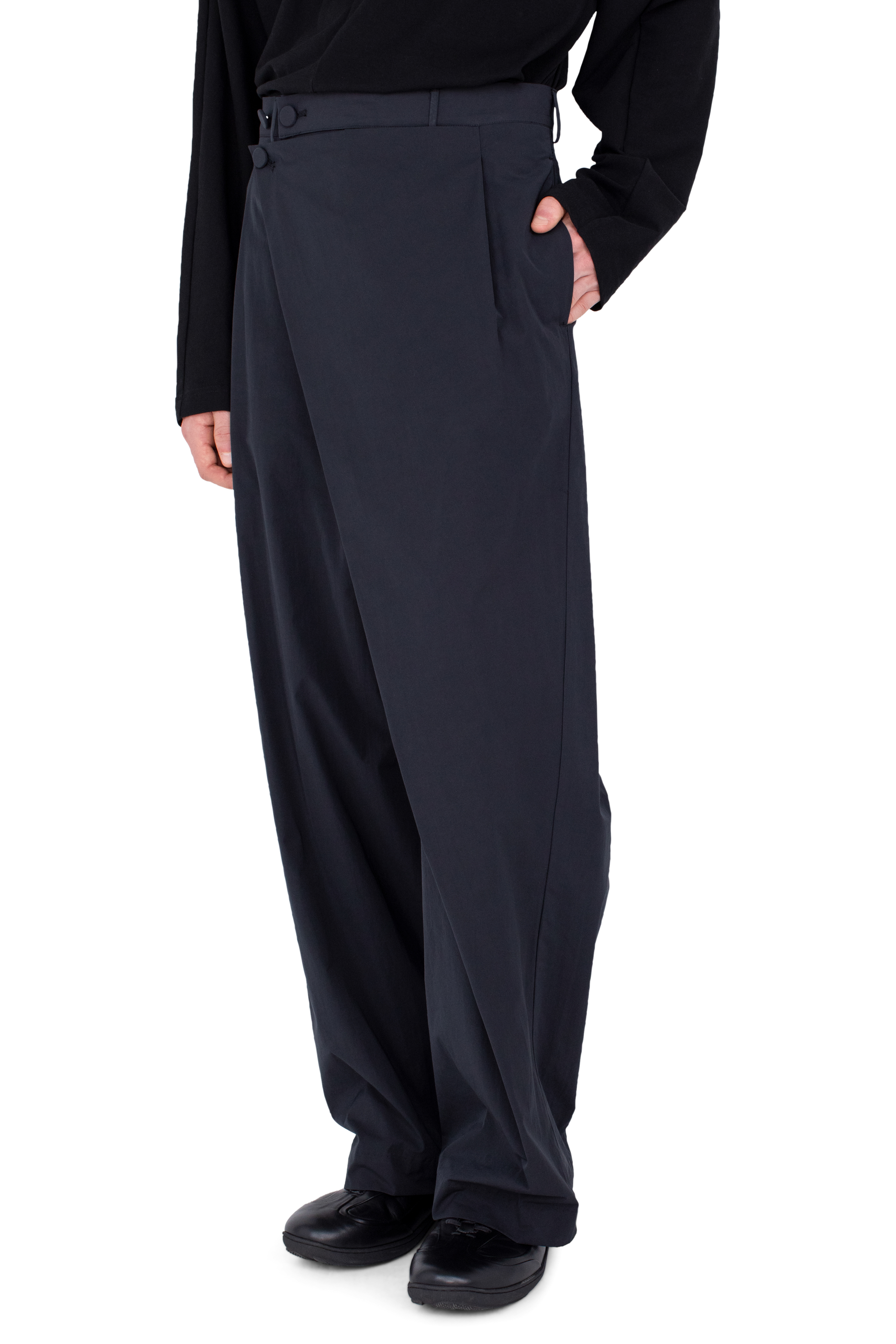 Kiko Kostadinov Bottoms KIPPEL Wrap Trousers pantalon Pitch Black 44-52 nylon