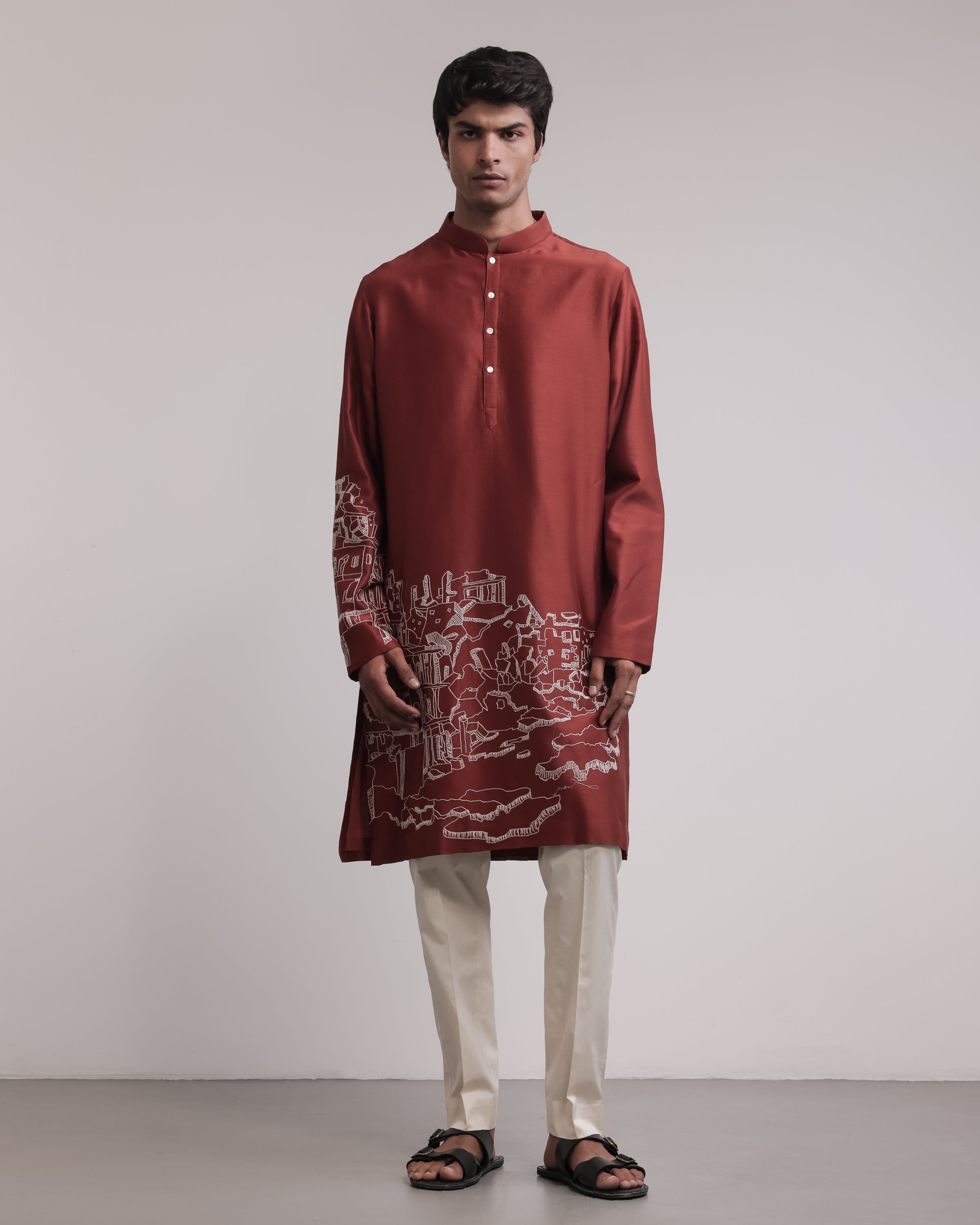 COUNTRYMADE Kurtas Ruined City Kurta Set ensemble kurta brodé rouille