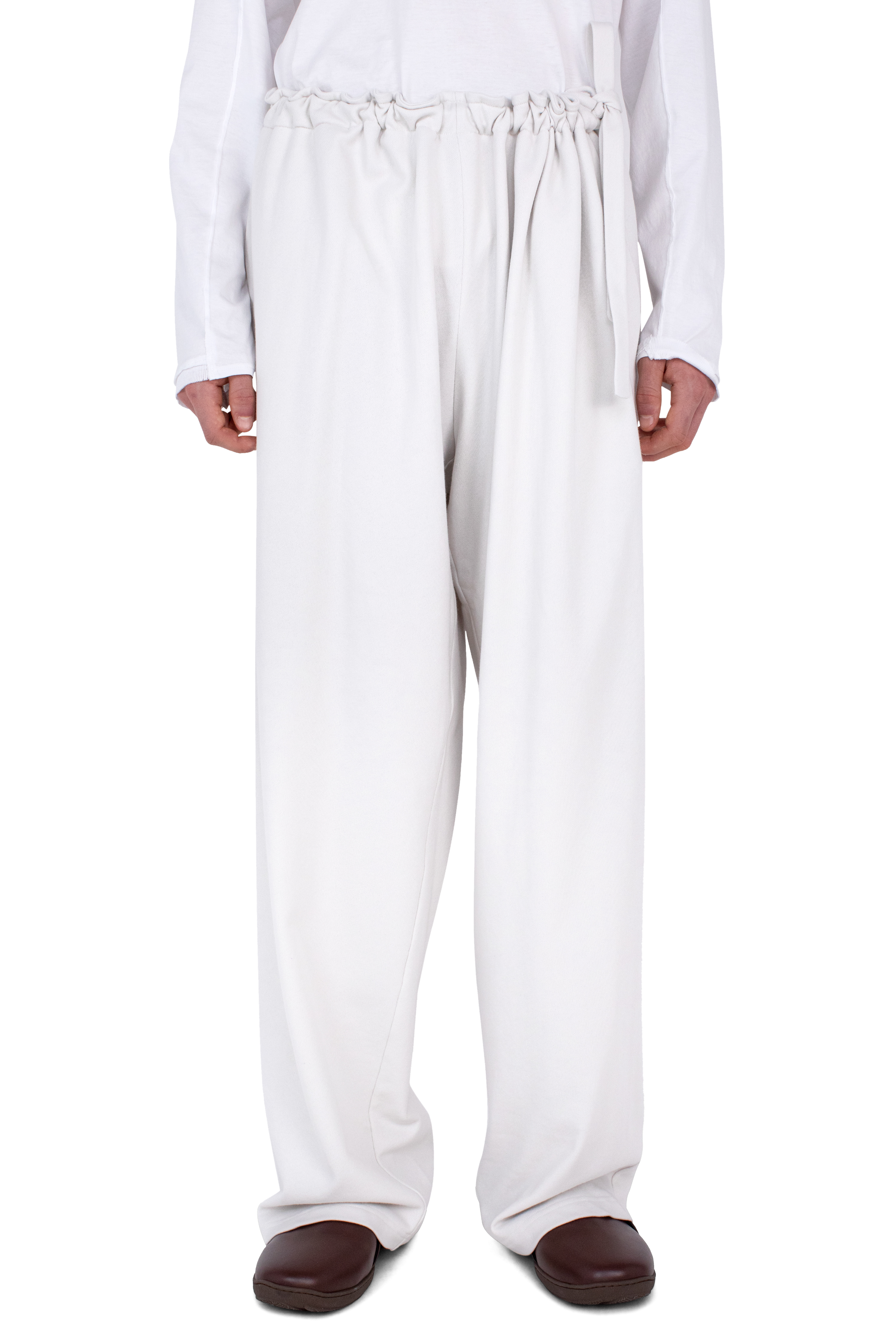 Kiko Kostadinov Bottoms OSCAR Wide Trousers pantalon large Ecru jersey coton