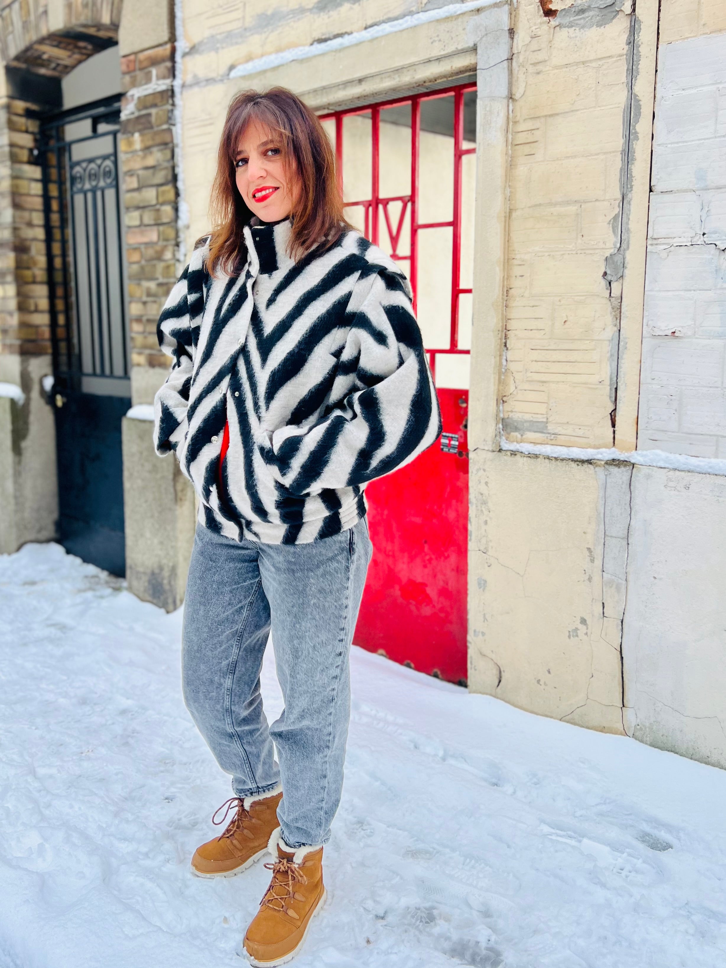 PANTRUCHE Vestes MOON blouson zèbre en laine doublé