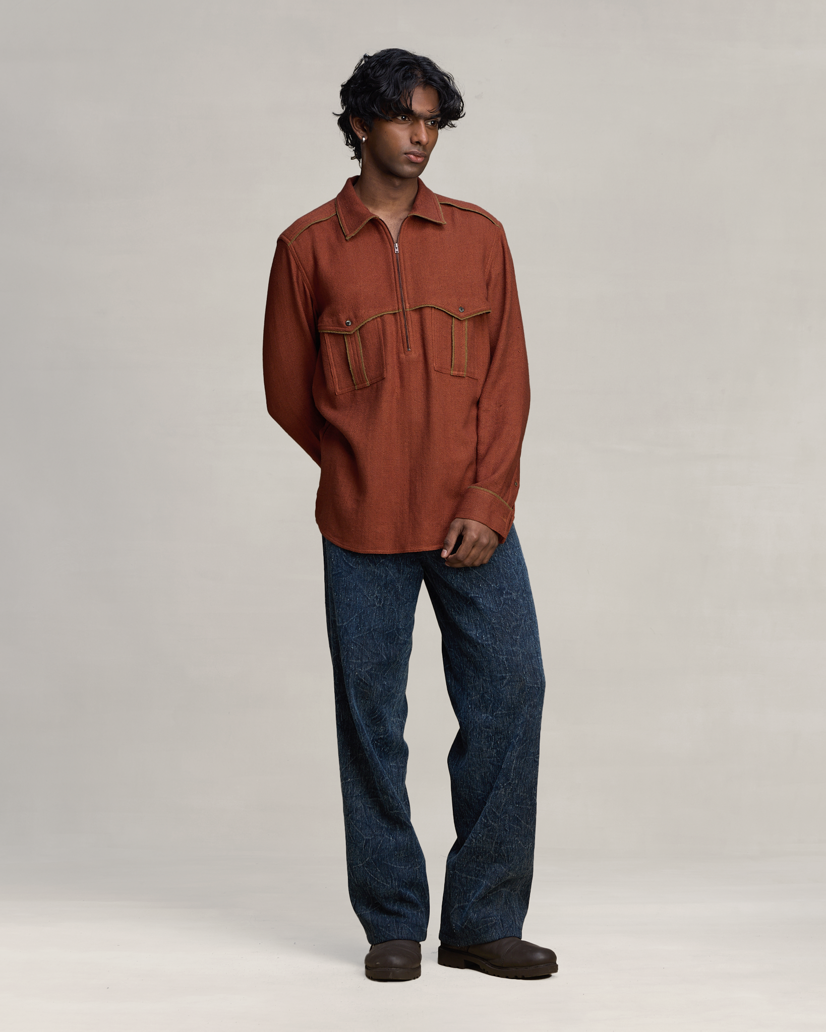 COUNTRYMADE Shirts PARKA FELT ZIPPER SHIRT chemise demi-zip sur commande