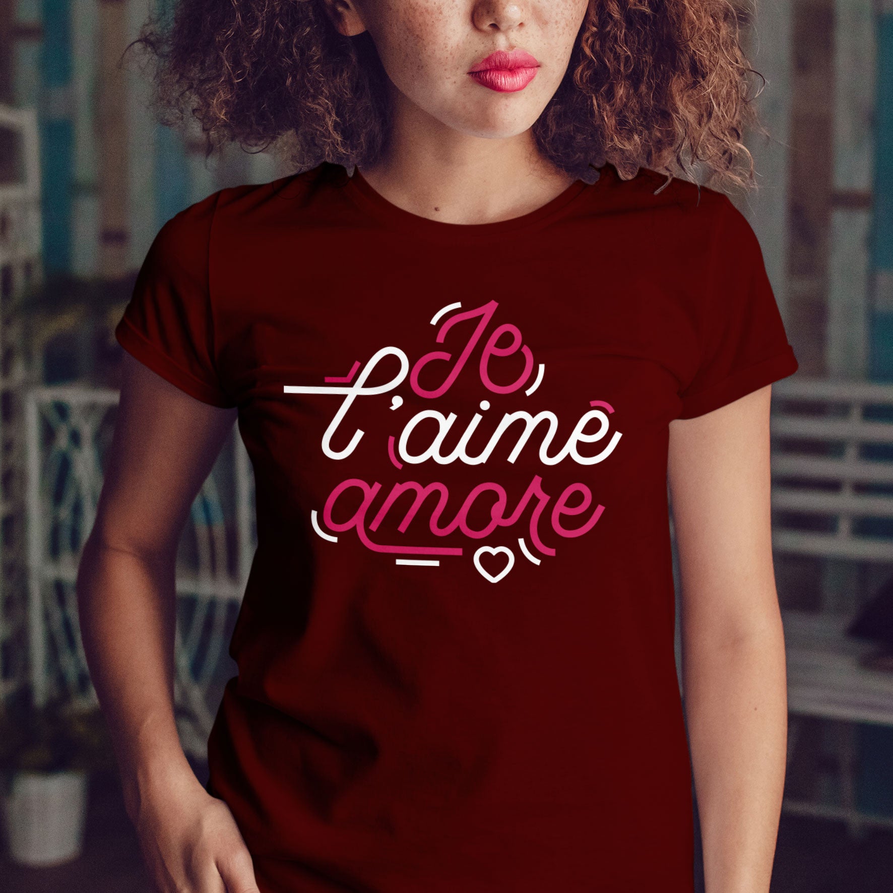 Juste Un T-shirt T-shirts Imprimés Je l'aime Amore T-shirt blanc