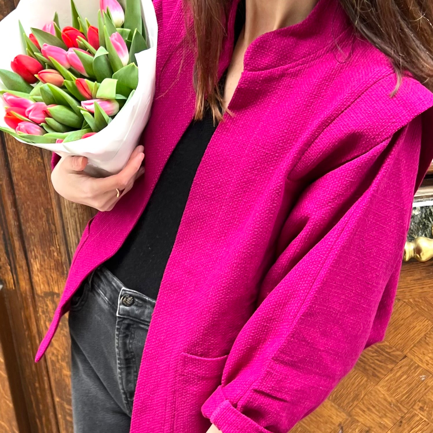 PANTRUCHE Vestes SUZANNE veste tweed fuchsia S/M ou M/L
