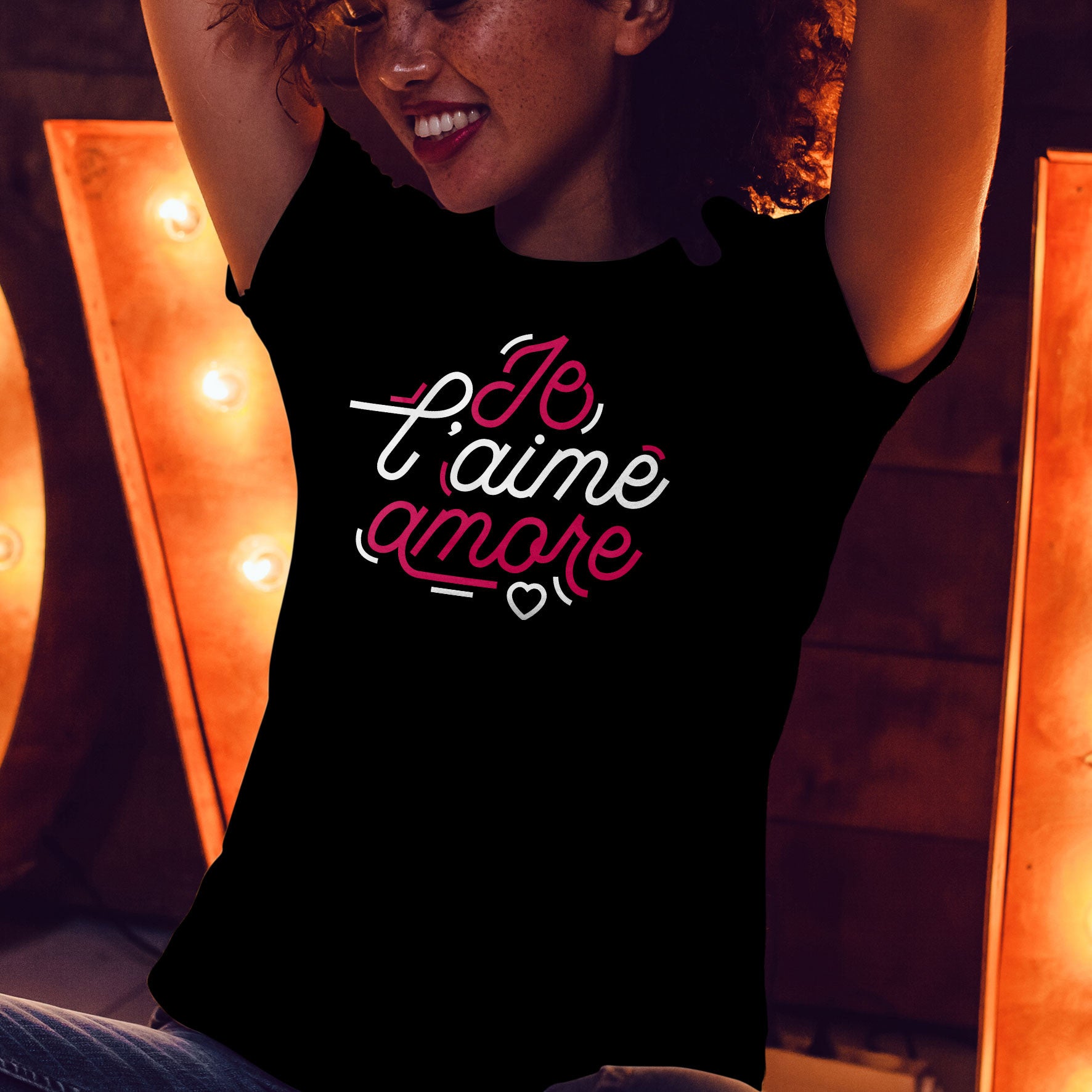 Juste Un T-shirt T-shirts Imprimés Je l'aime Amore T-shirt blanc