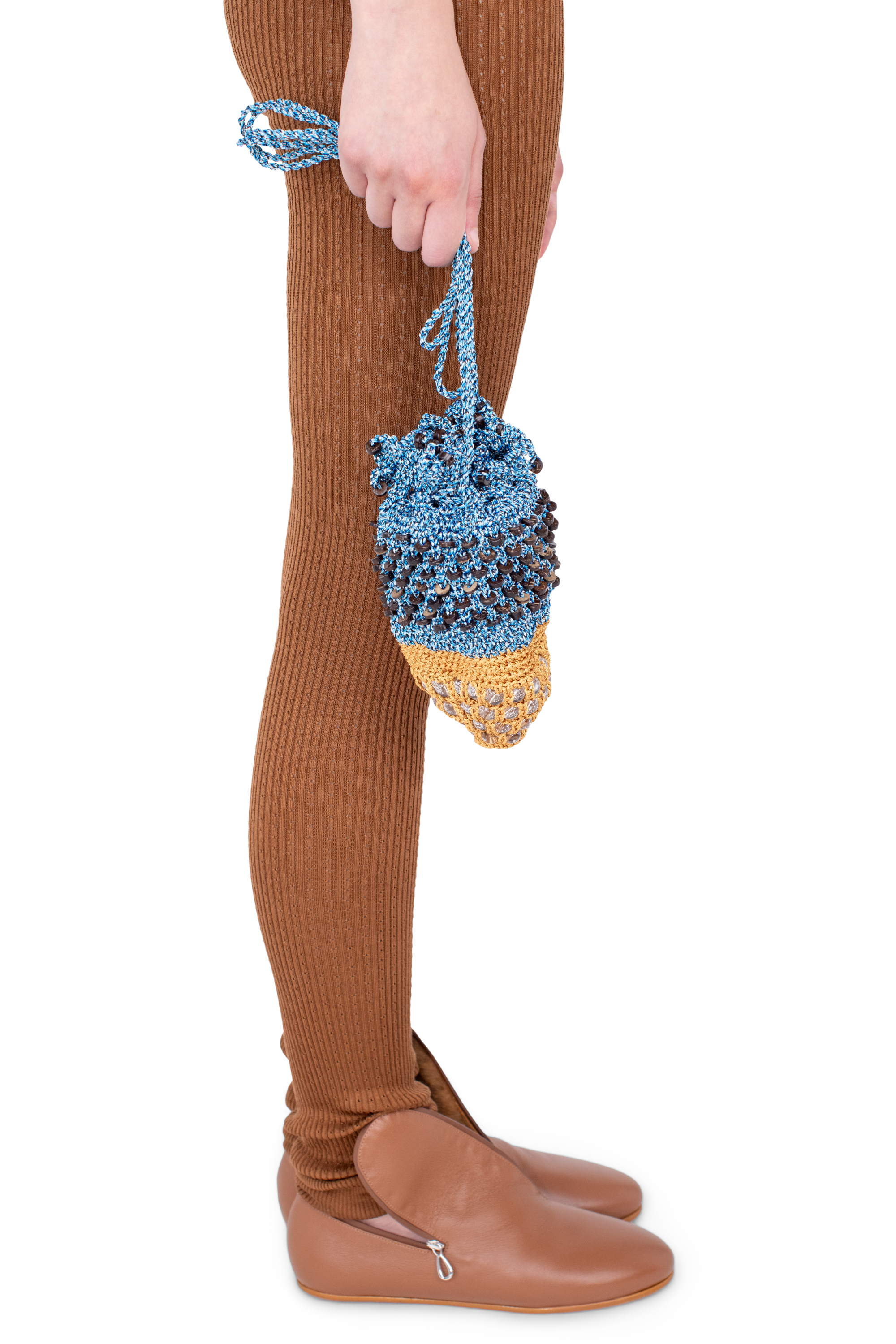 Kiko Kostadinov Bags GANNET Crochet Pouch pochette Blue Snake / Gold OS perlée