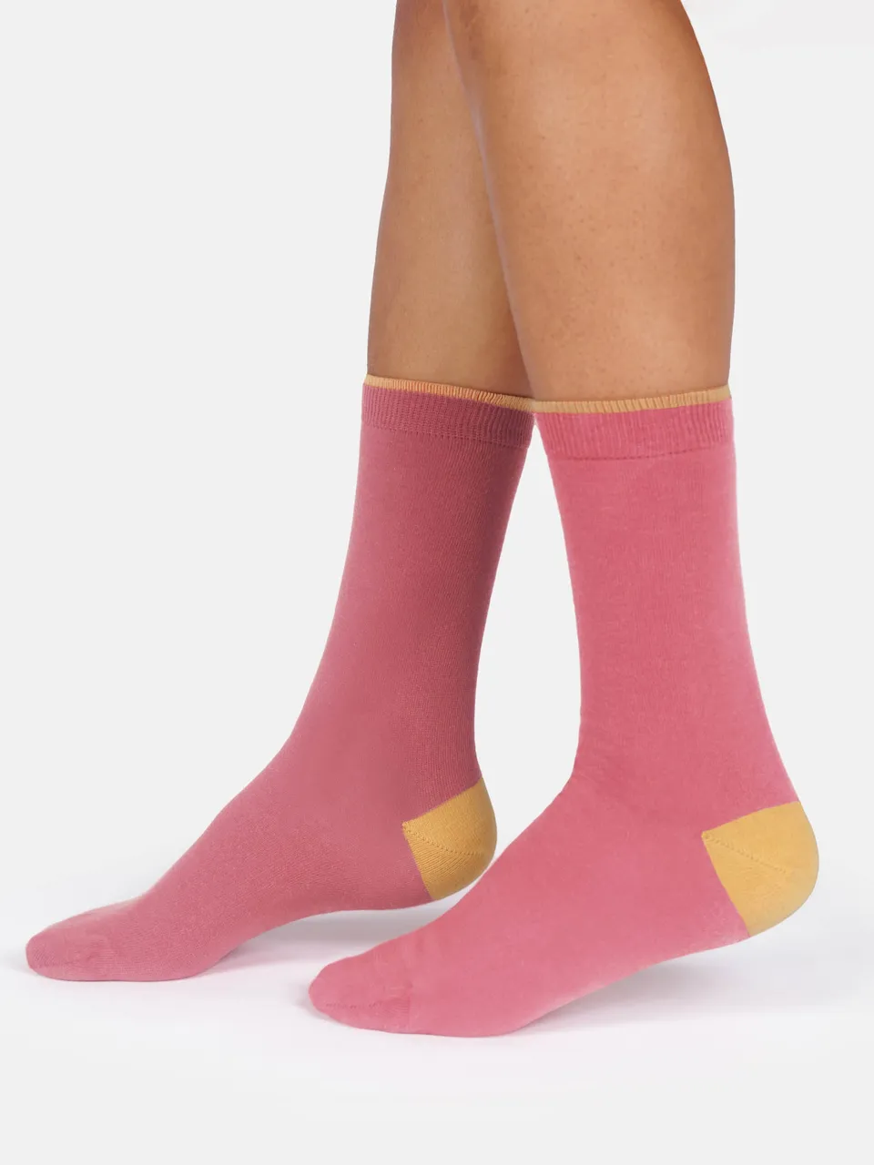 Sourire Multicolore Chaussettes femme roses en modal unies talon ocre 36/40