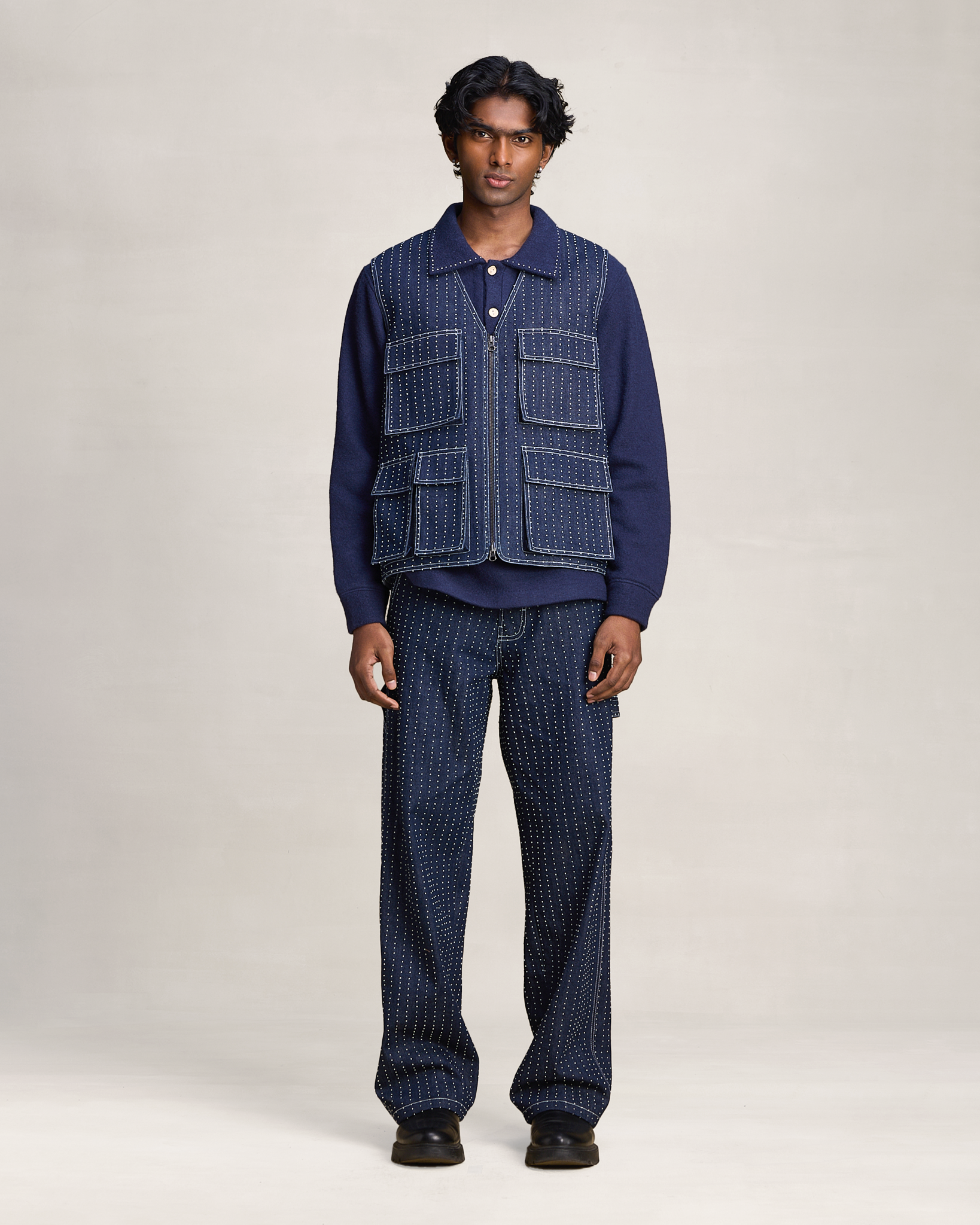 COUNTRYMADE Jackets HICKORY UTILITY VEST gilet denim brodé