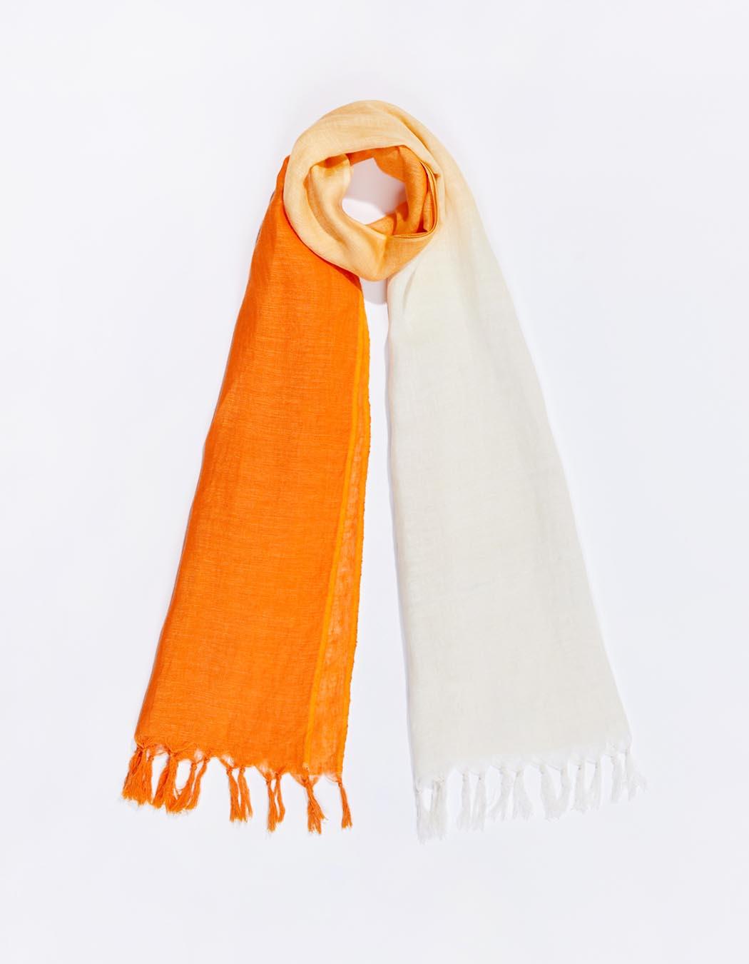 Sourire Multicolore Foulards et Echarpes Foulard Hugo tie and dye en lin rose orange turquoise