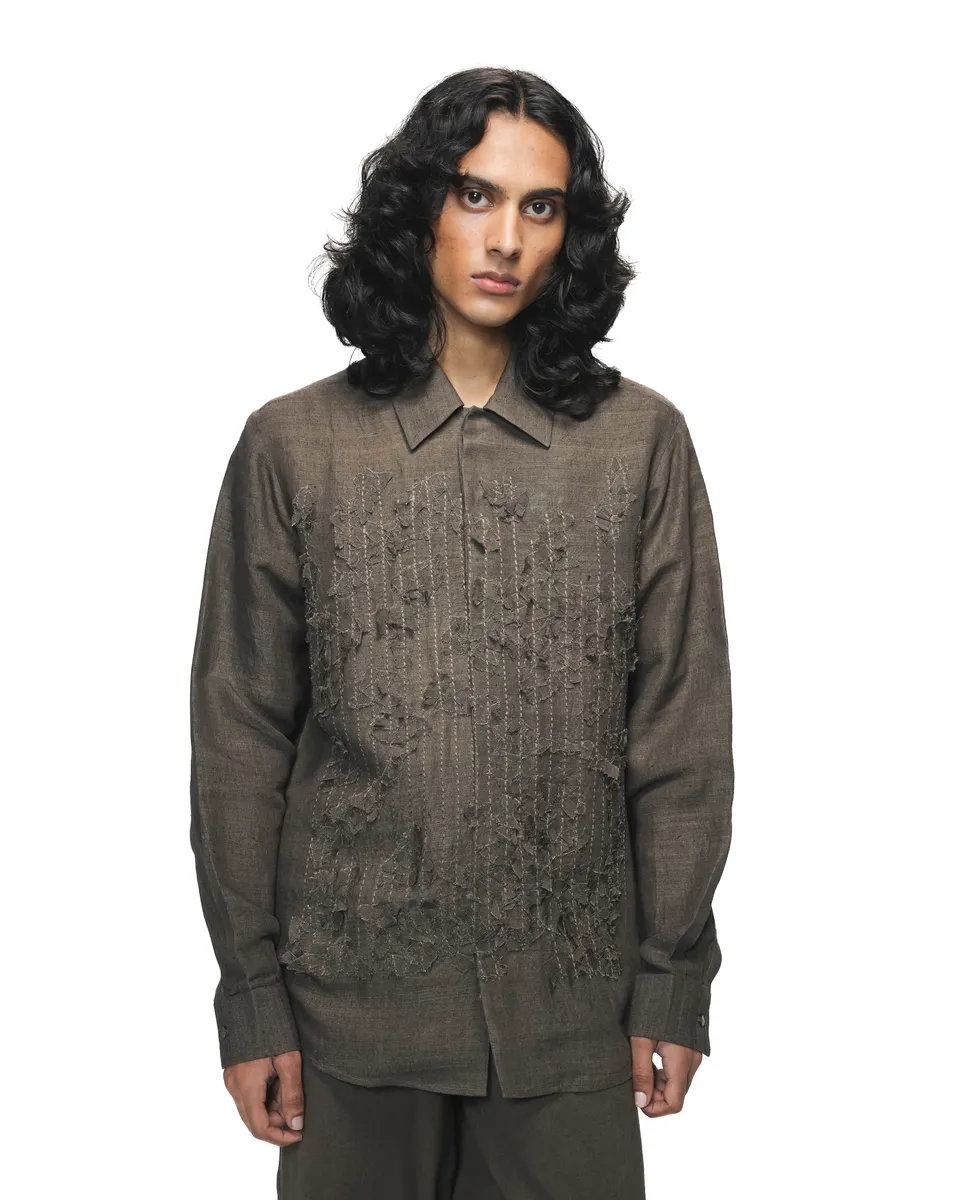 COUNTRYMADE Shirts Brown Shredded Woodland Camo Shirt chemise XS soie brodée