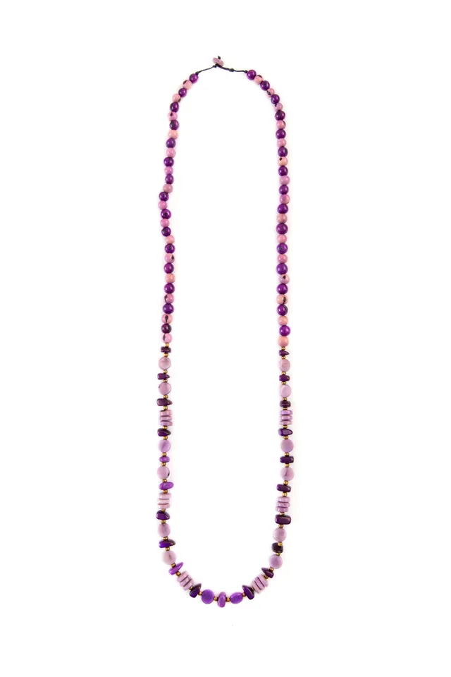 Collier Edith collier écru violet en ivoire végétal