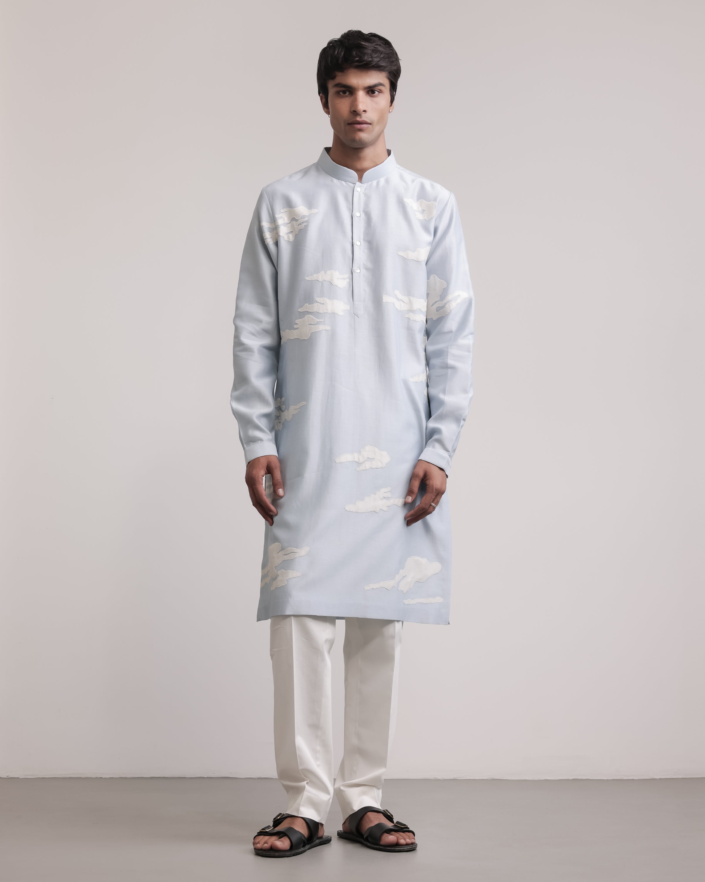 COUNTRYMADE Kurtas Residual Camouflage Applique Kurta Set en soie Chanderi