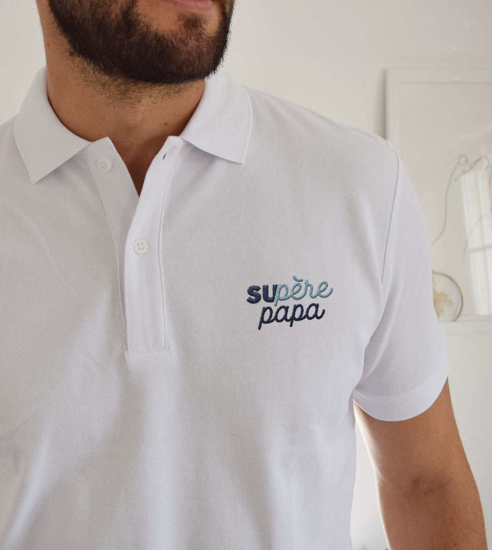 Juste Un T-shirt Polos Supère héros polo blanc papa