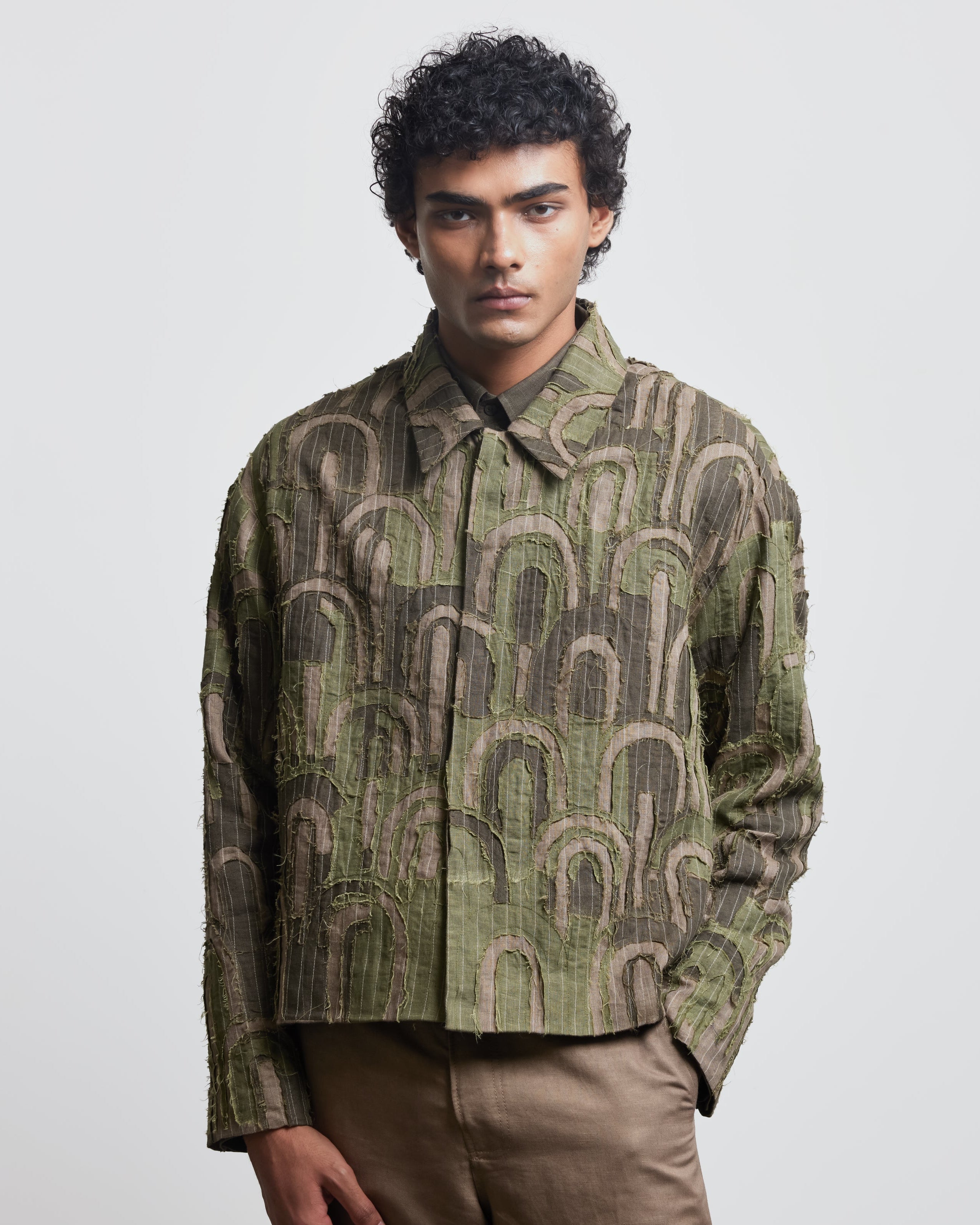 COUNTRYMADE Jackets FRAY APPLIQUE MULTI ARCH JACKET veste en lin à appliqués
