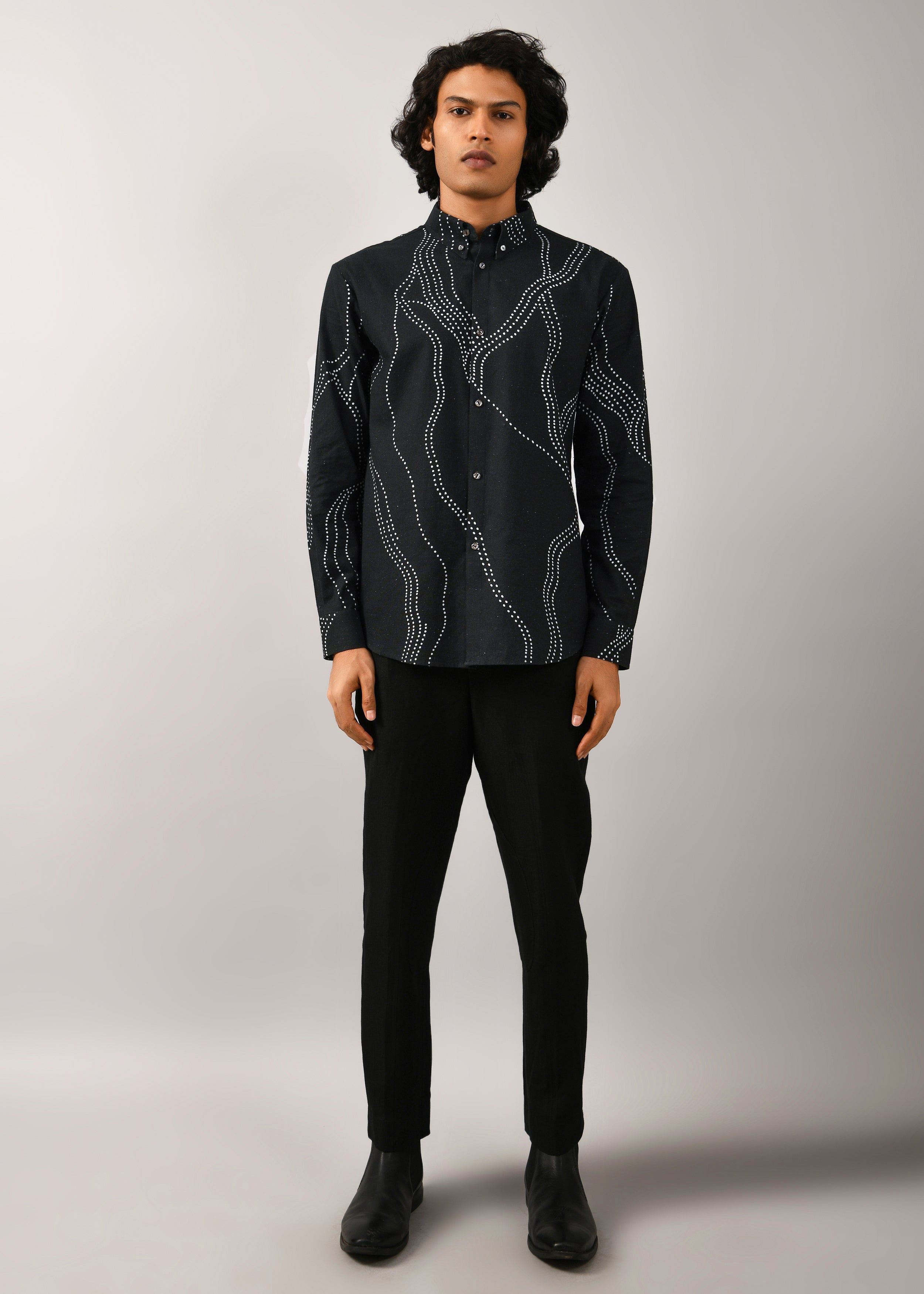 COUNTRYMADE Shirts Constellation Print Shirt chemise noire en coton imprimé