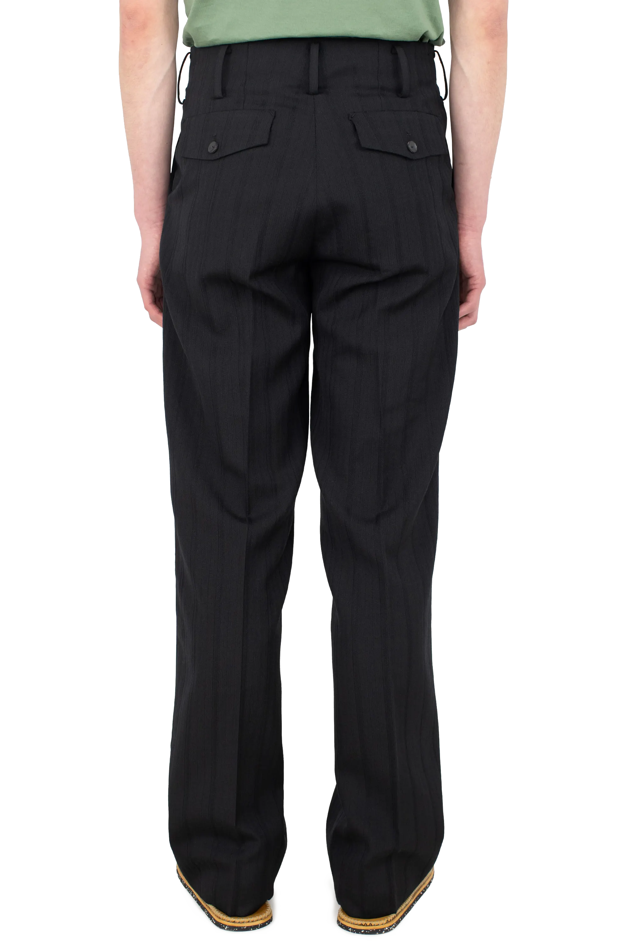 Kiko Kostadinov Bottoms TARHOS Pleated Trousers pantalon noir en laine texturée
