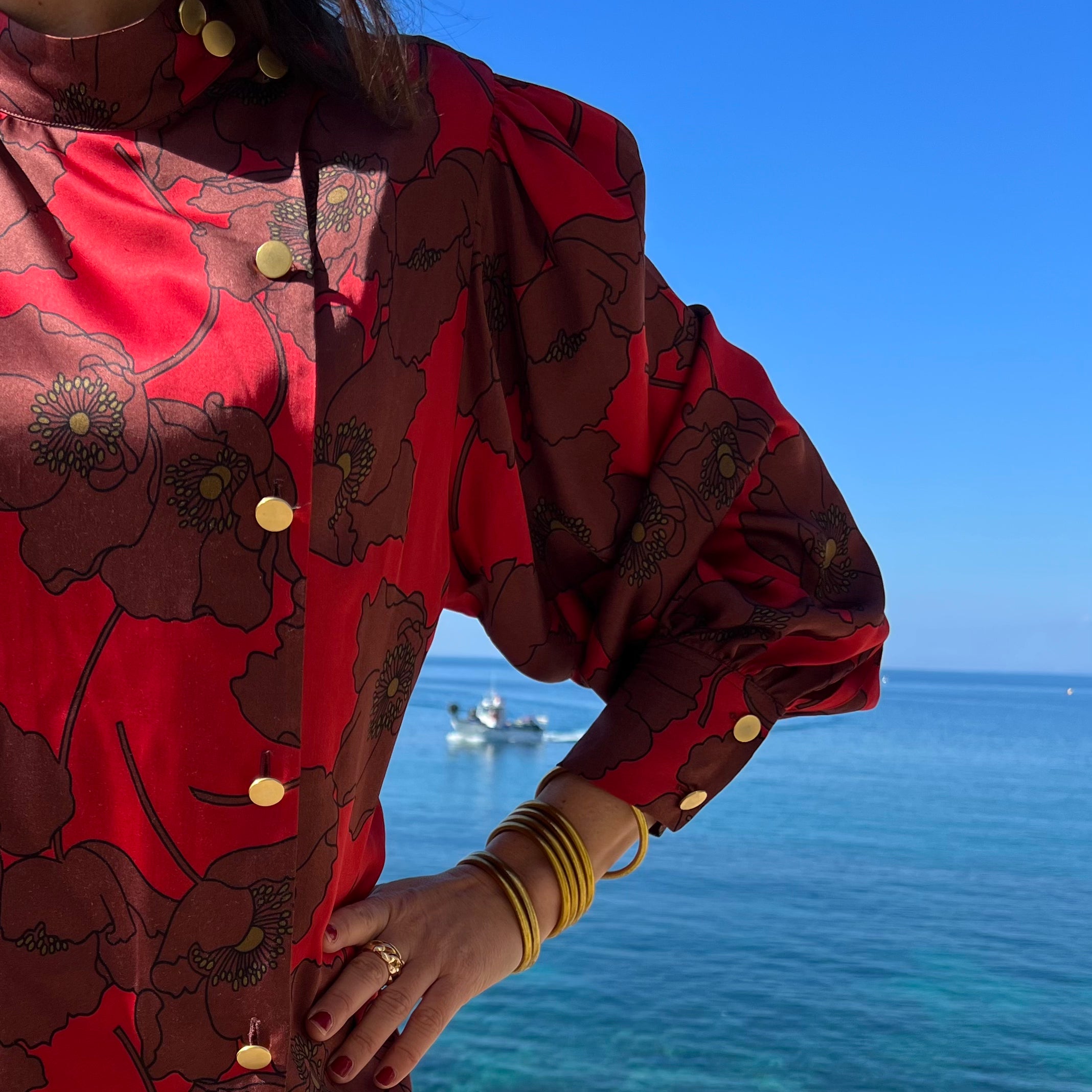 PANTRUCHE Chemises Blouse DJANGO Flowers blouse rouge viscose