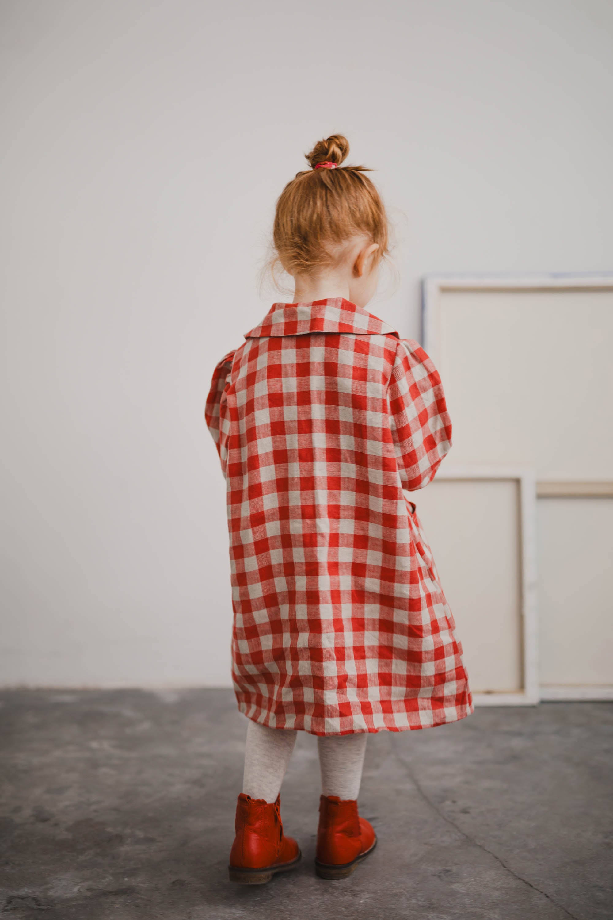 Laumė linen Kids Clothing GABIJA robe en lin à carreaux verts