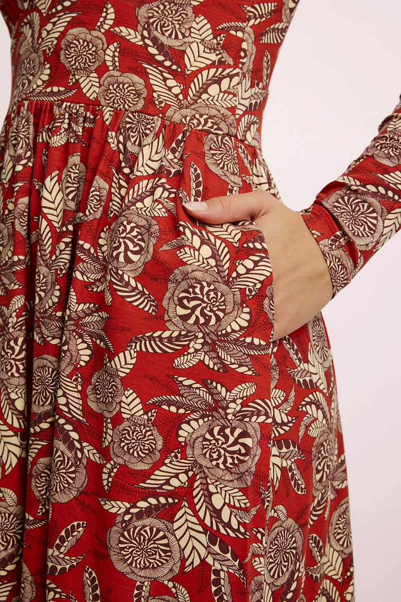 Sourire Multicolore Robes Robe rouge motif floral en Ecovero