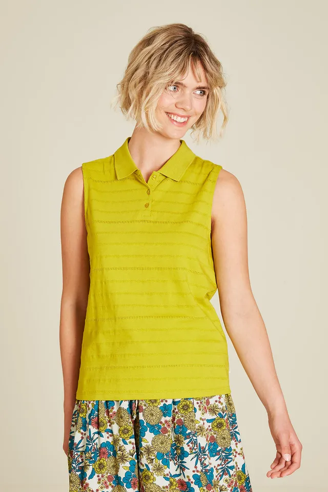 Sourire Multicolore Tops top vert anis ajouré en coton bio