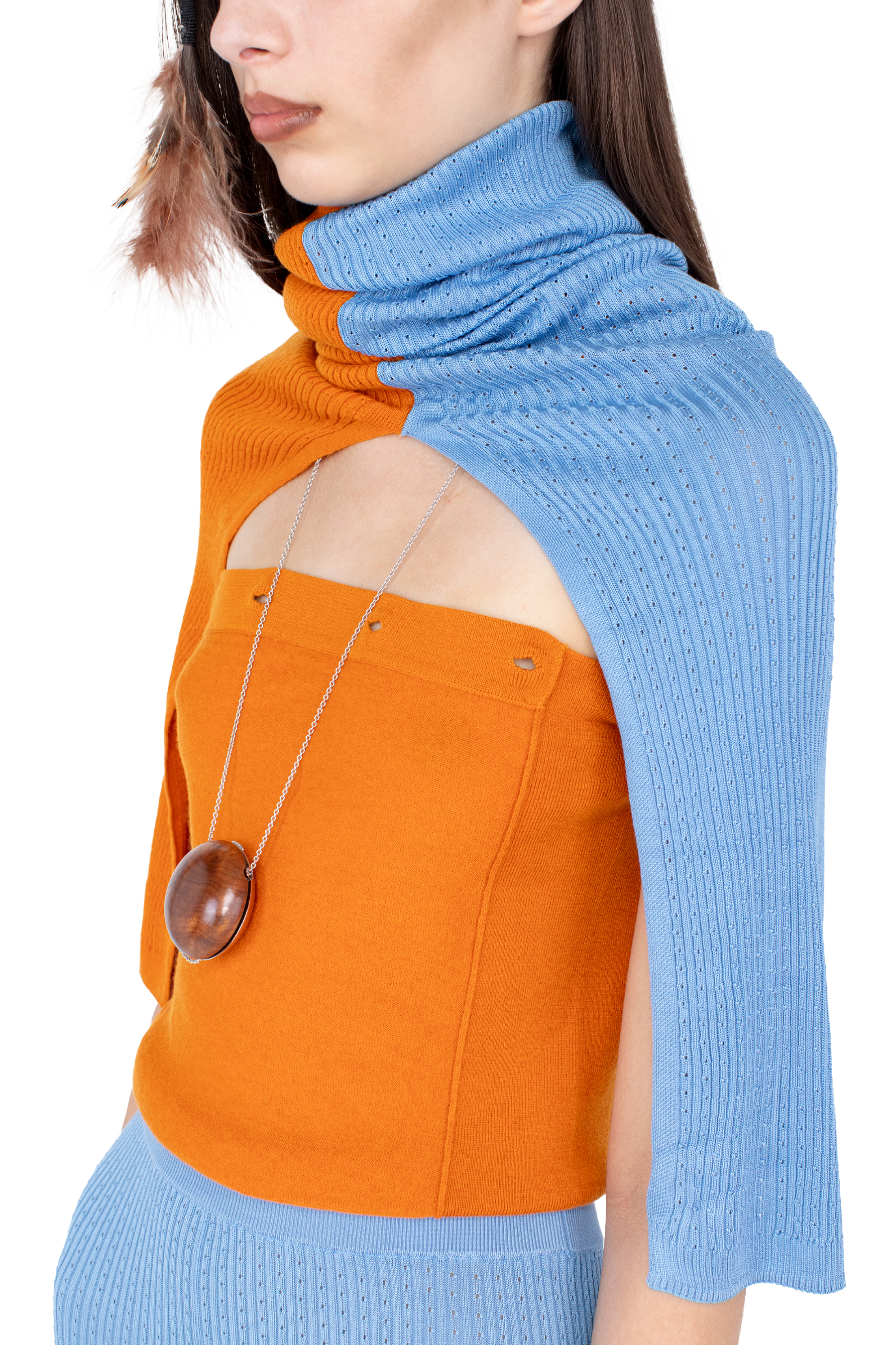 Kiko Kostadinov Accessories GREBE Scarf écharpe Persimmon Orange Blue Lake multi-usage
