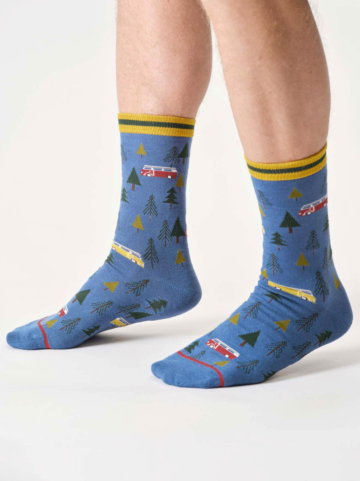Sourire Multicolore Chaussettes homme sapins camping-car coton bio