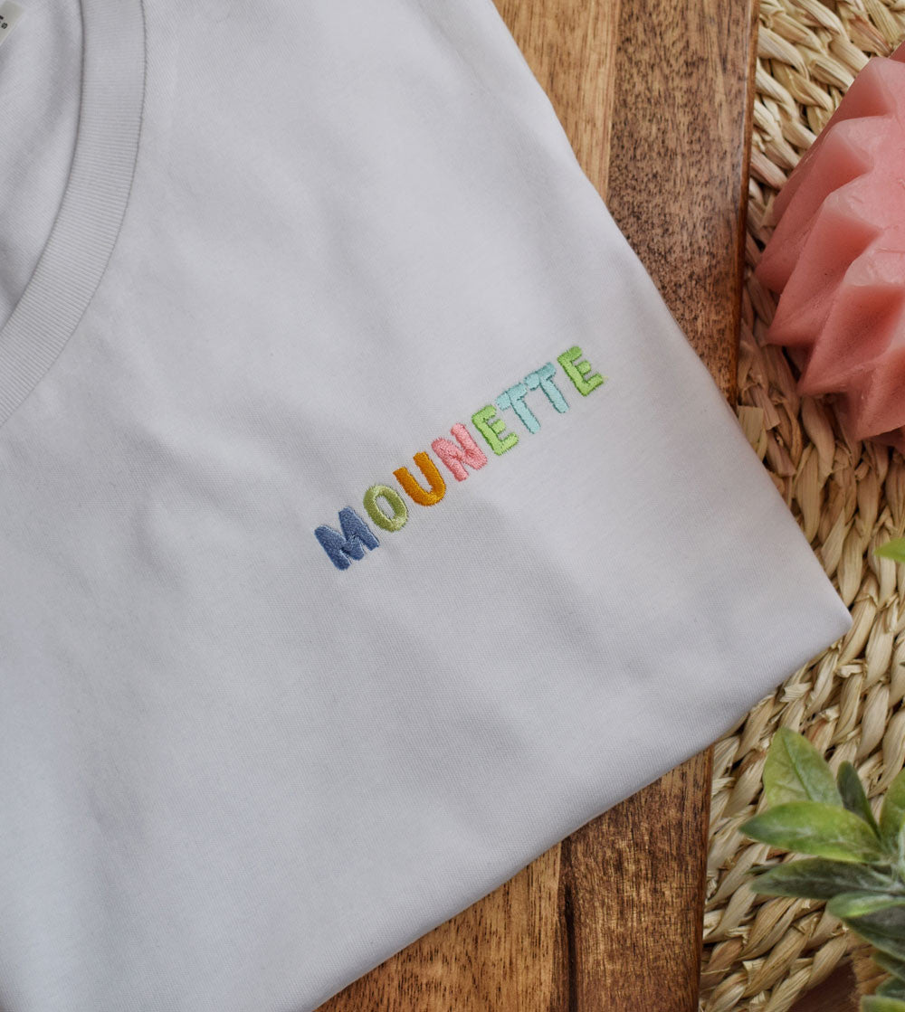 Juste Un T-shirt T-shirts Brodés Mounette t-shirt brodé blanc