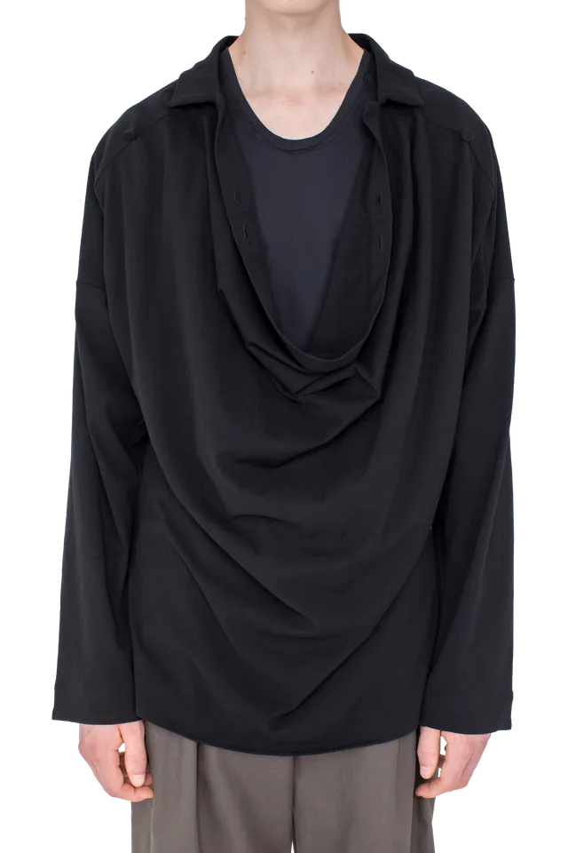 Kiko Kostadinov Shirts ISKAR Drape Shirt chemise noire en jersey