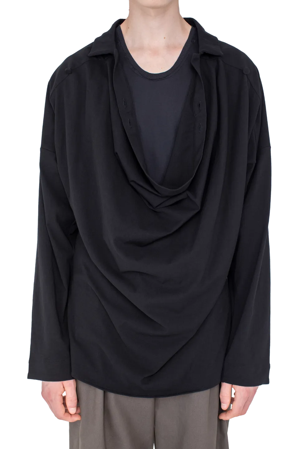 Kiko Kostadinov Shirts ISKAR Drape Shirt chemise noire en jersey