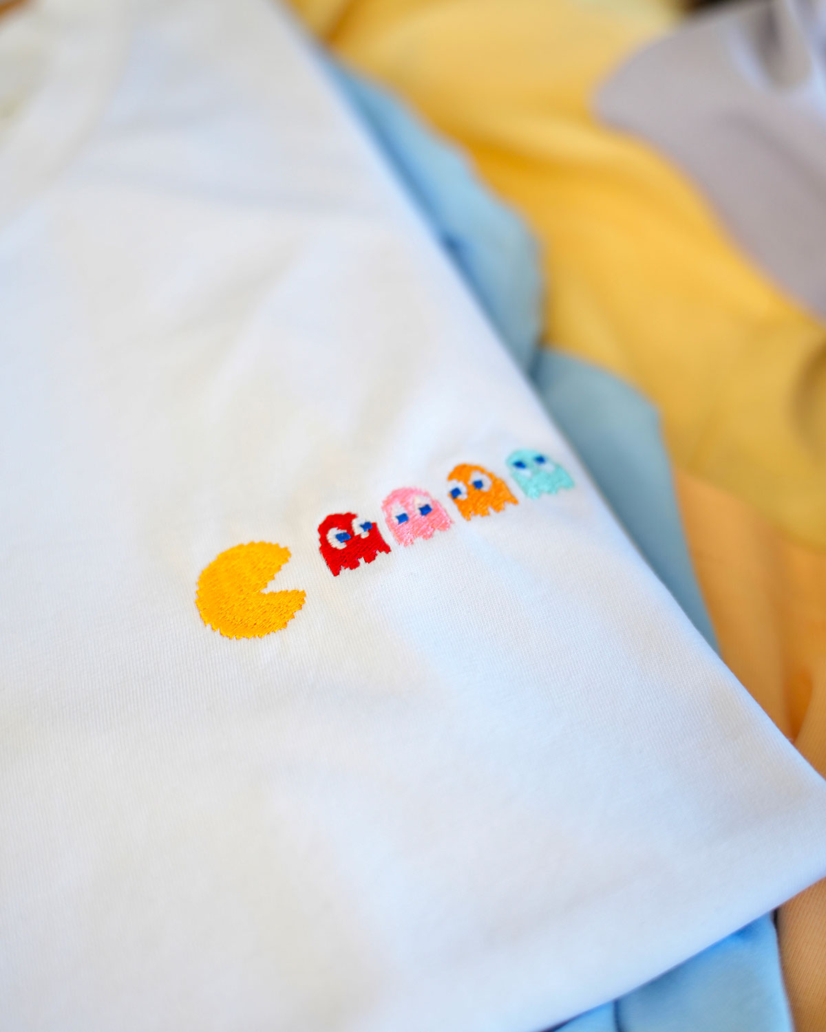 Juste Un T-shirt T-shirts Brodés Pac Man t-shirt brodé