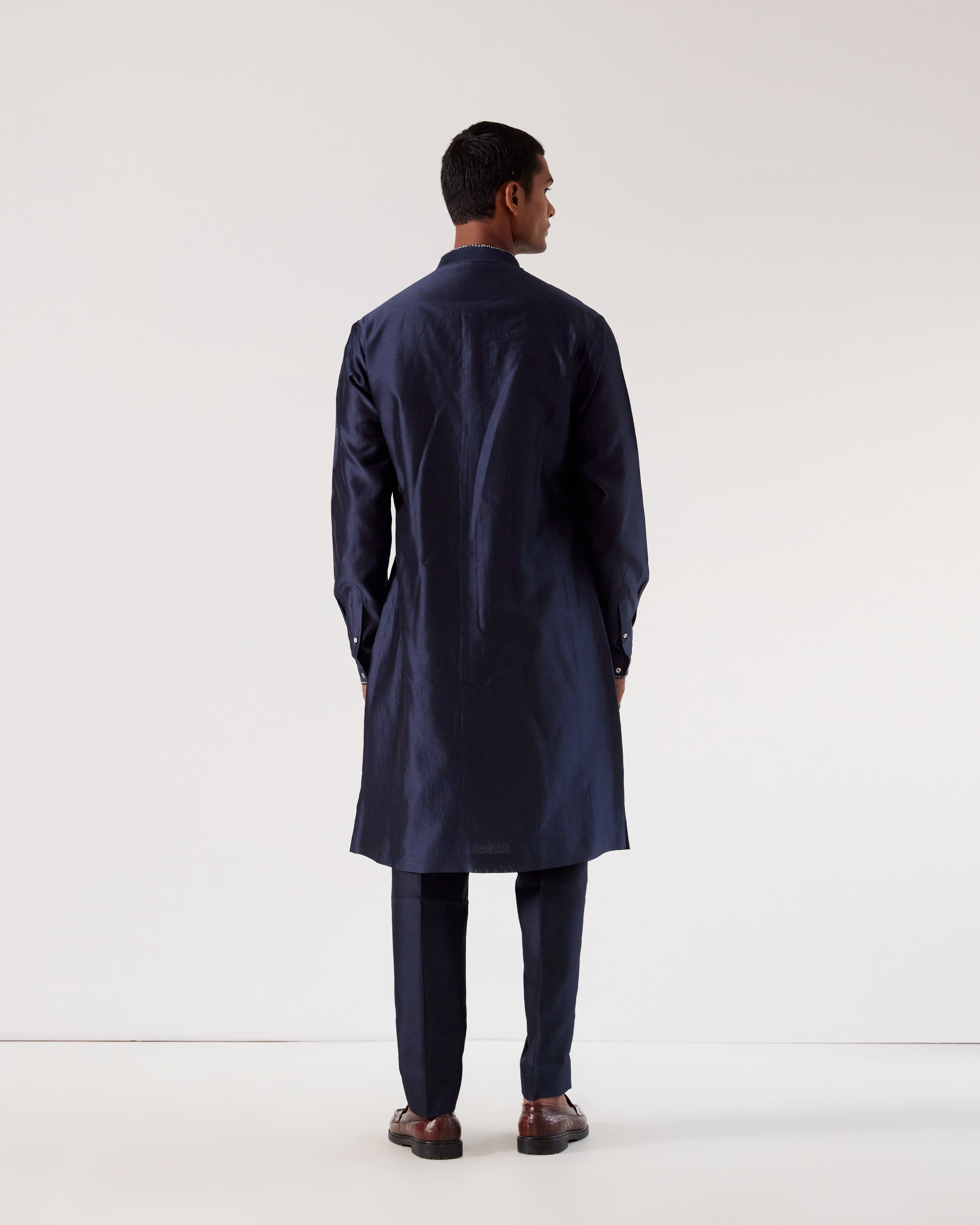 COUNTRYMADE Kurtas Black Hole Embroidery Kurta Set ensemble kurta bleu marine brodé